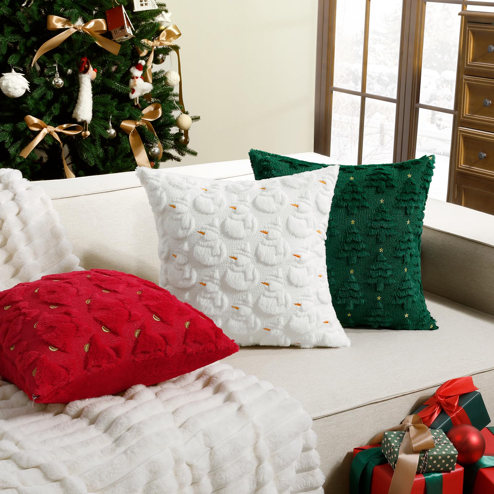 Merry & Bright Christmas Throw Pillow Covers