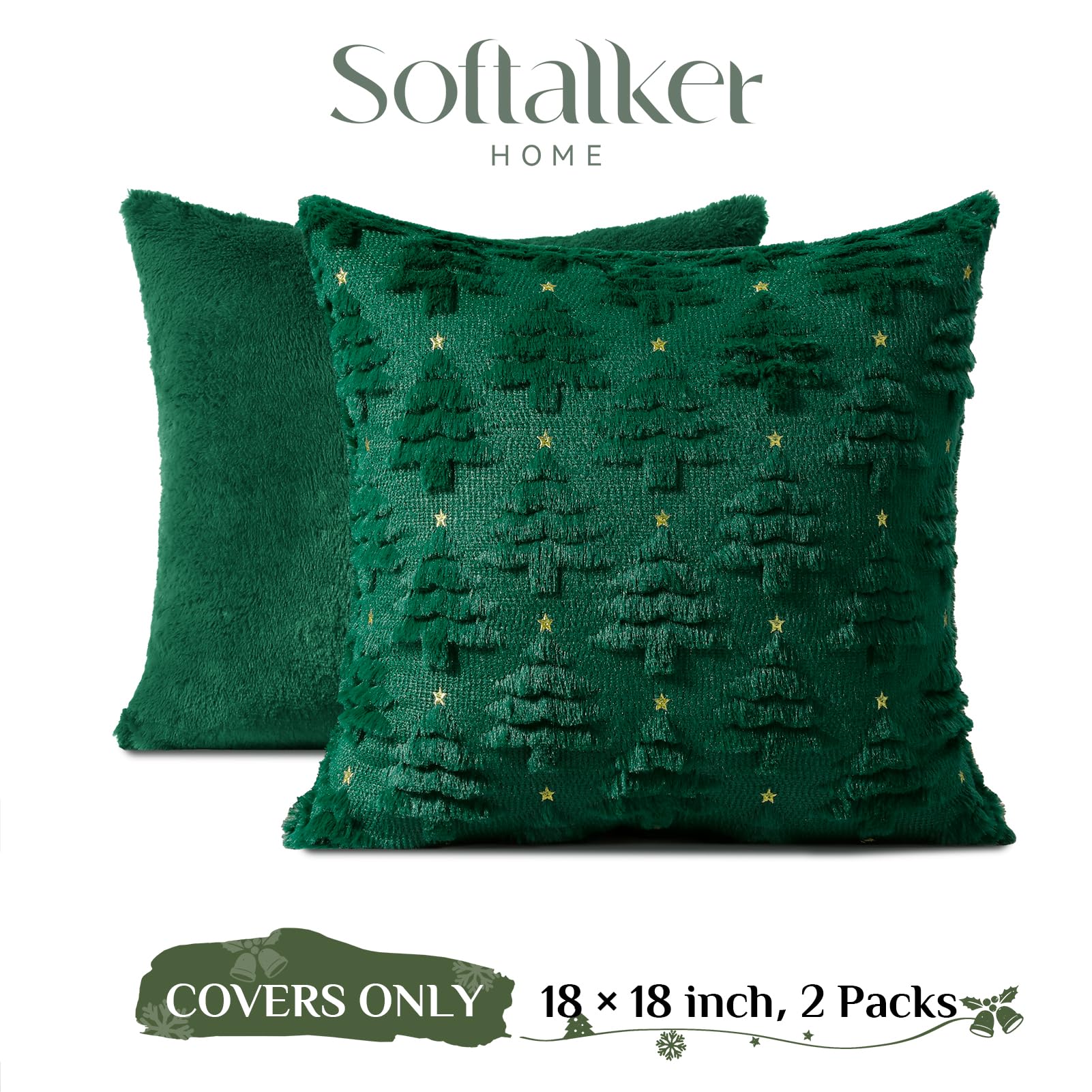 Merry & Bright Christmas Throw Pillow Covers