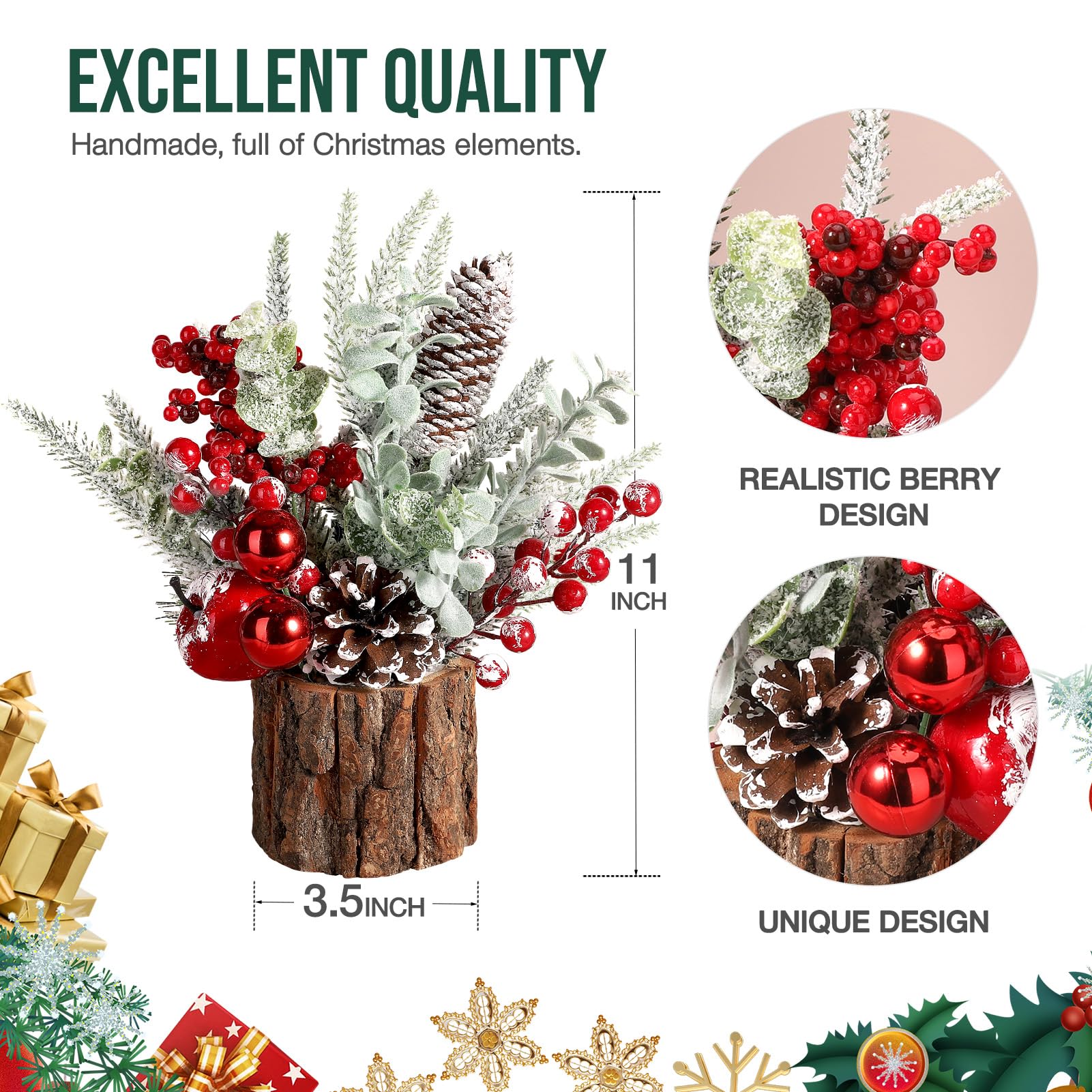 Merry & Bright Mini Tabletop Christmas Tree – Red Round