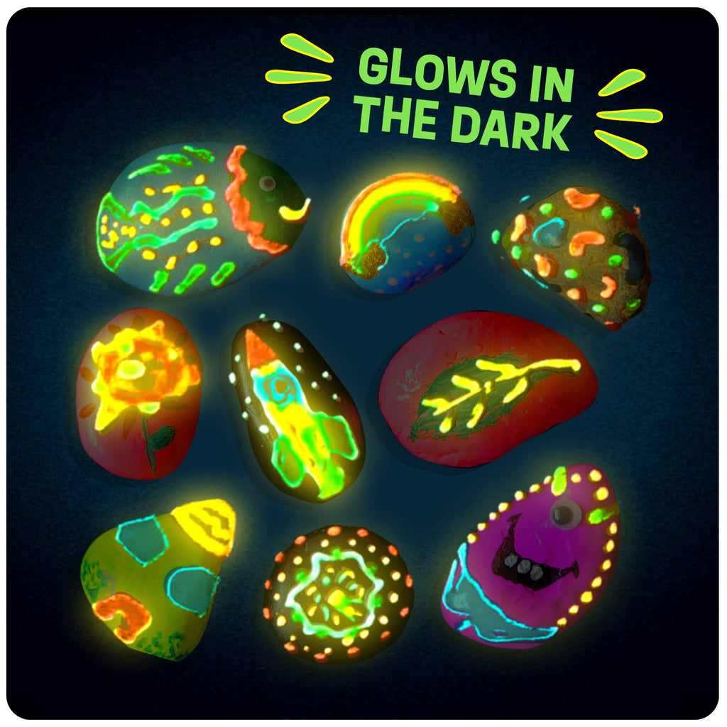 Merry and Bright Glow-in-the-Dark Rock Painting Kit – Creative Art Set for Kids