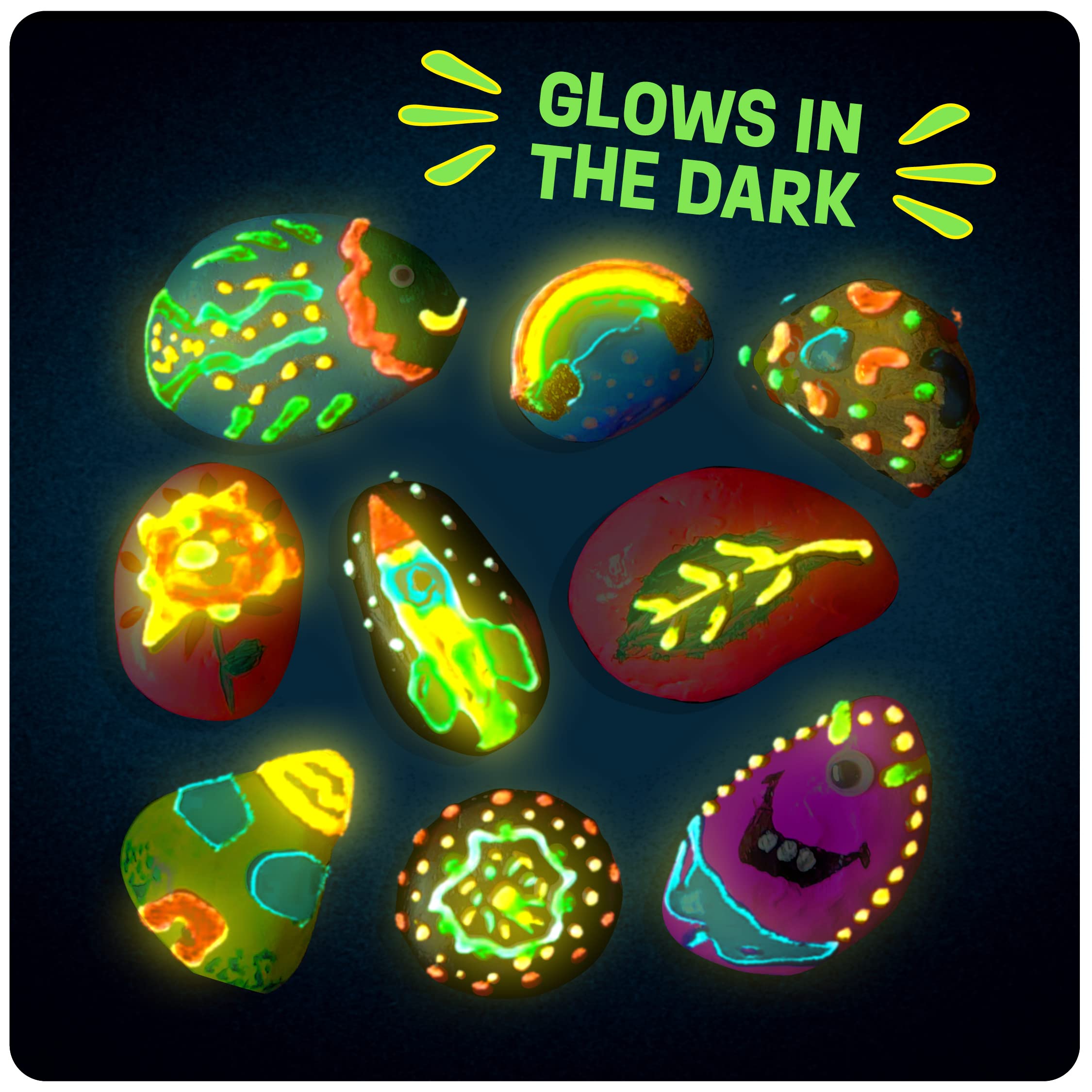 Merry and Bright Glow-in-the-Dark Rock Painting Kit – Creative Art Set for Kids
