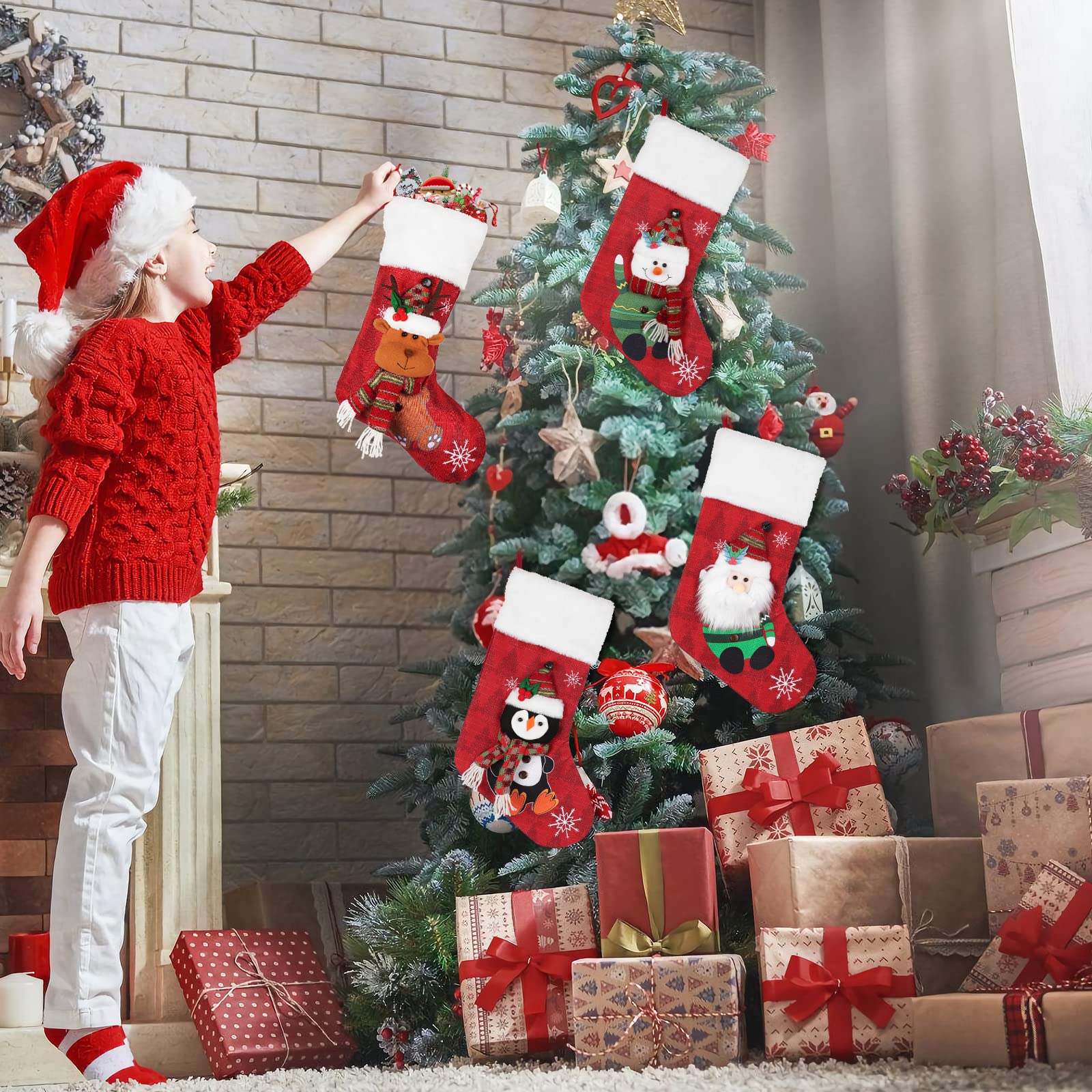 Merry & Bright 3D Character Christmas Stockings Set of 4