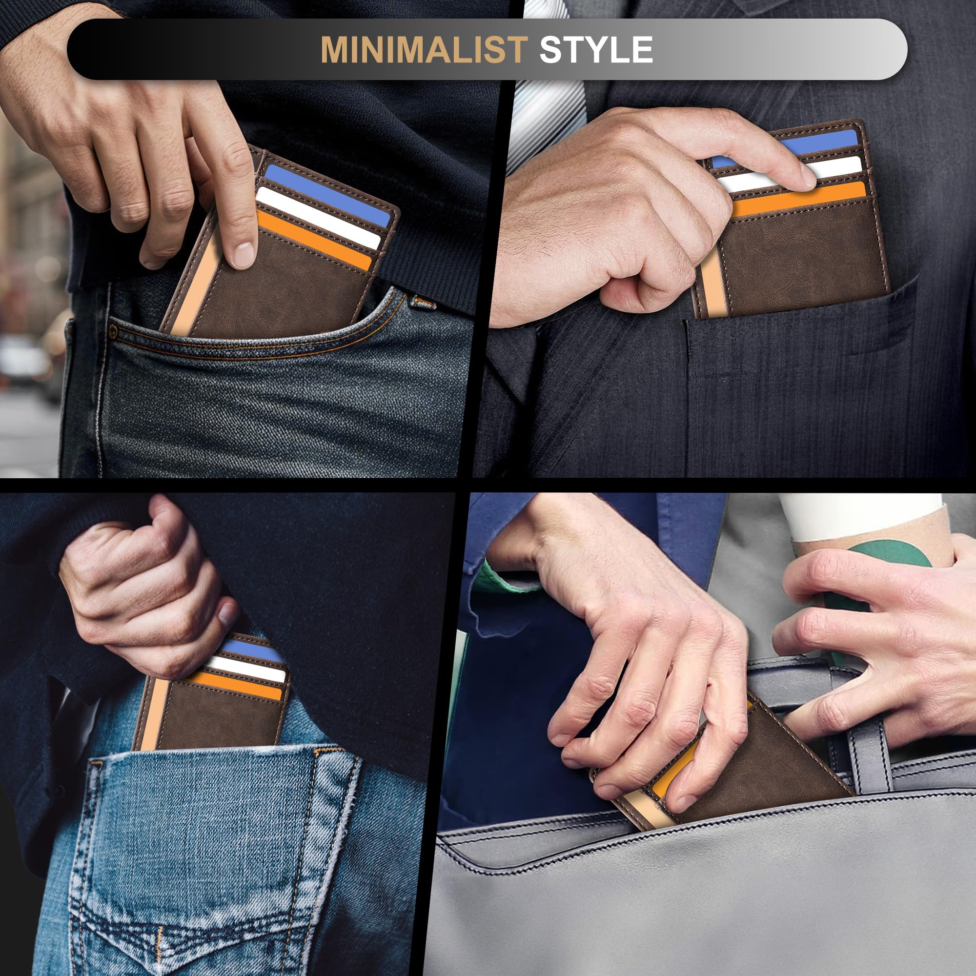 Merry & Bright Slim Wallet Front Pocket Minimalist Leather