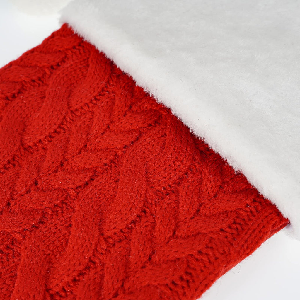Merry & Bright Red Knit Christmas Stocking – Large Holiday Decor