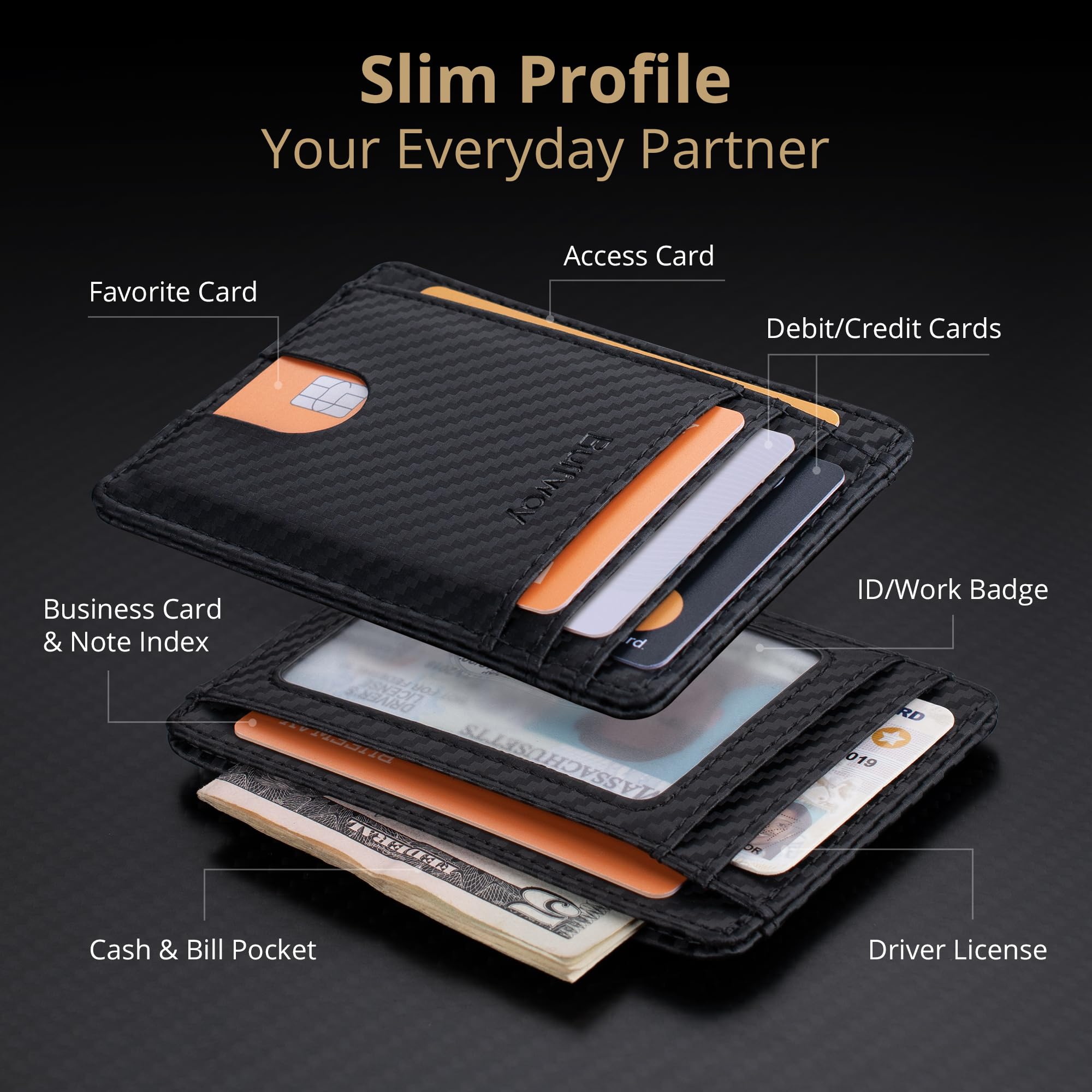 Merry & Bright Minimalist Front Pocket RFID Blocking Leather Wallets