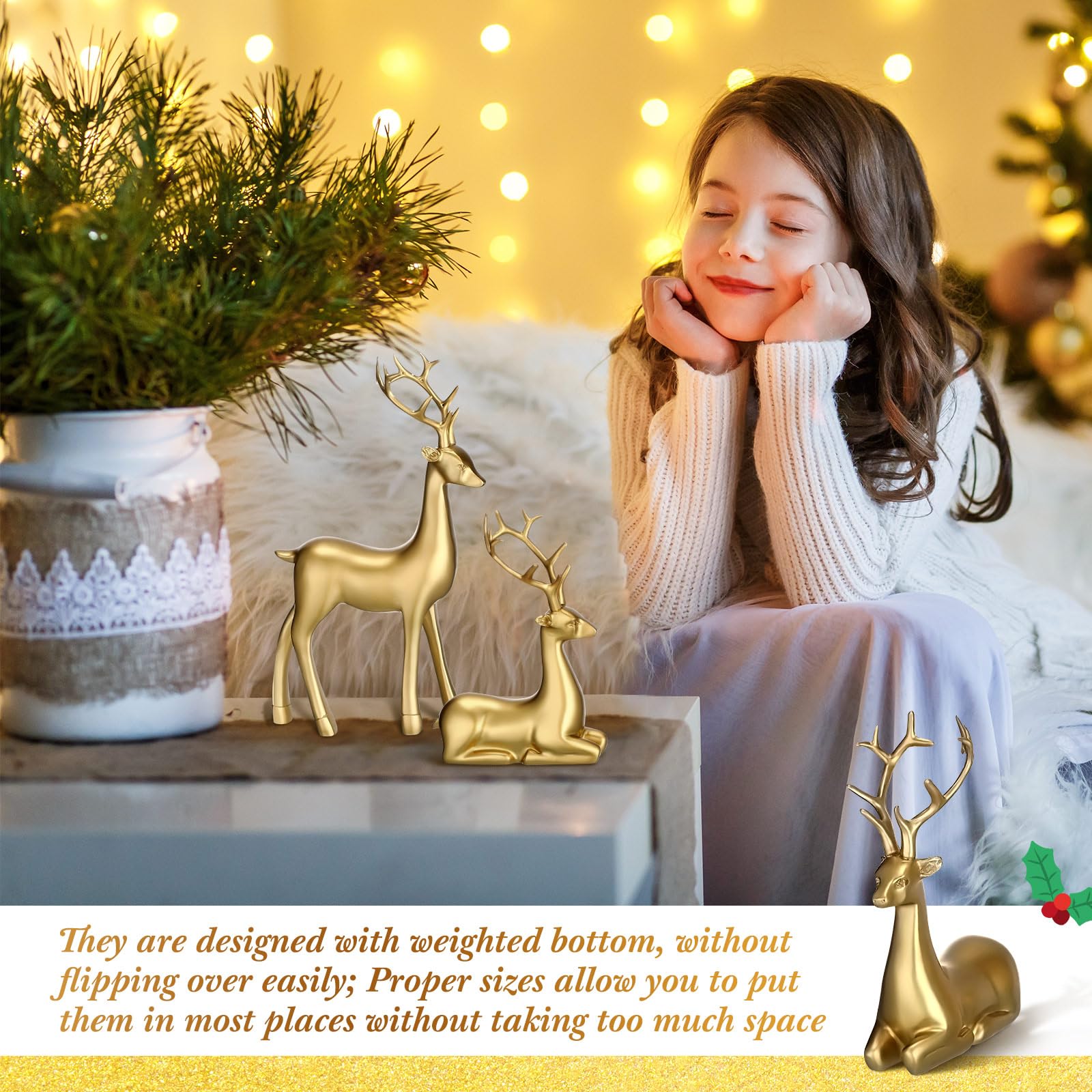 Merry & Bright 4 Pcs Christmas Reindeer