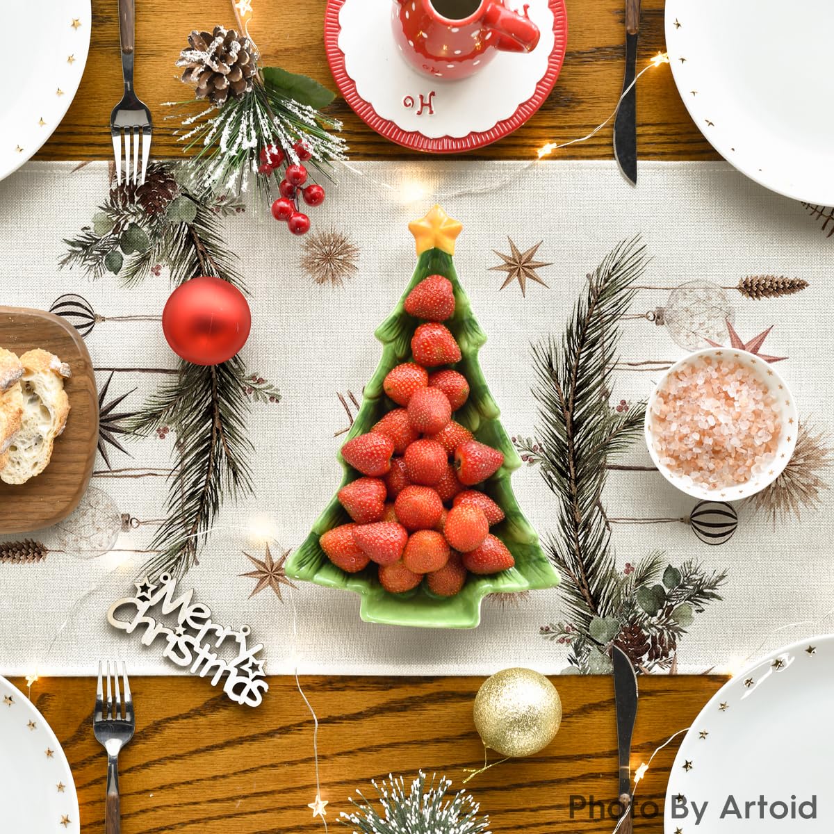 Merry & Bright: Beige Christmas Table Runner – Festive 13"x72" Decor