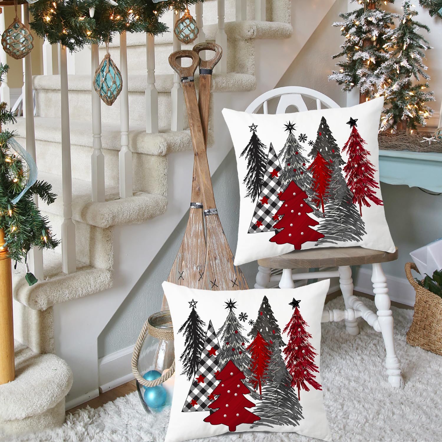 Merry & Bright: White Christmas Pillow Covers – 2-Pack Holiday Throw Pillow Case