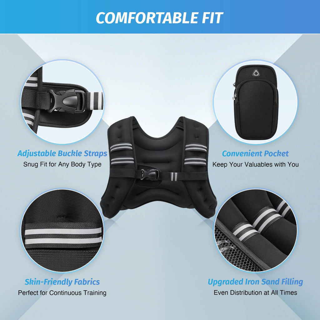 Merry & Bright 12lb Adjustable Weighted Vest – Black