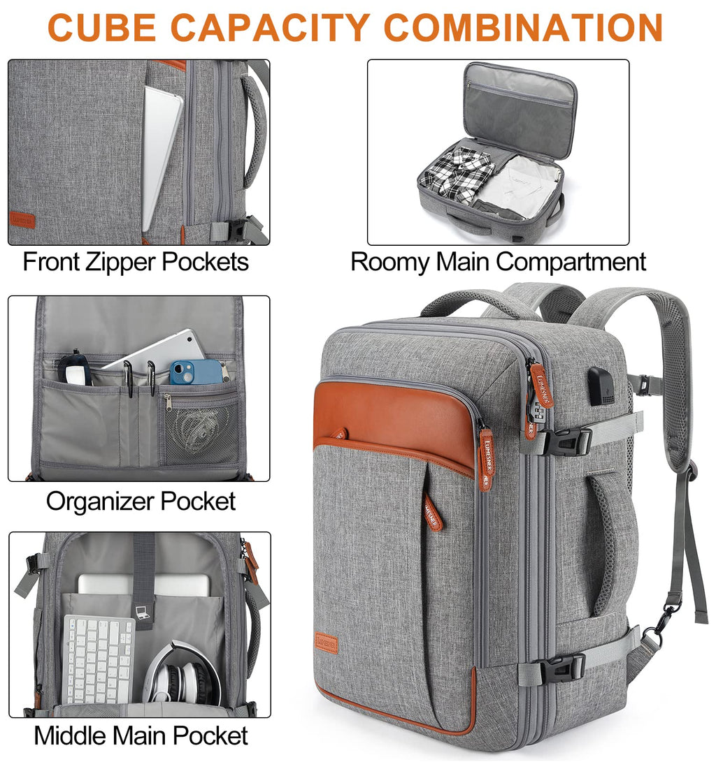 Merry & Bright Travel Backpack with 4 Packing Cubes – 40L Expandable Carry-On