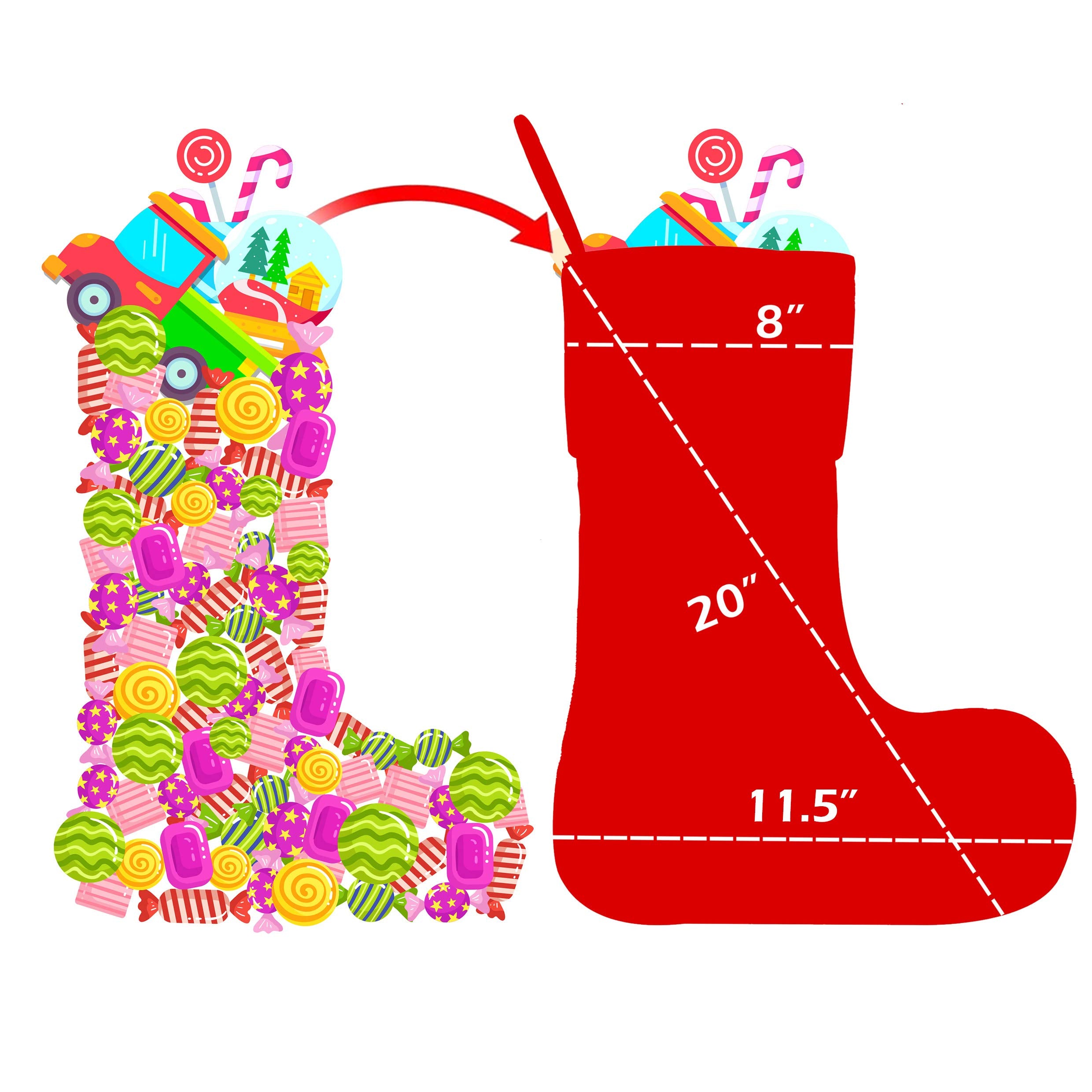 Merry & Bright 6 Pack Christmas Stockings Large