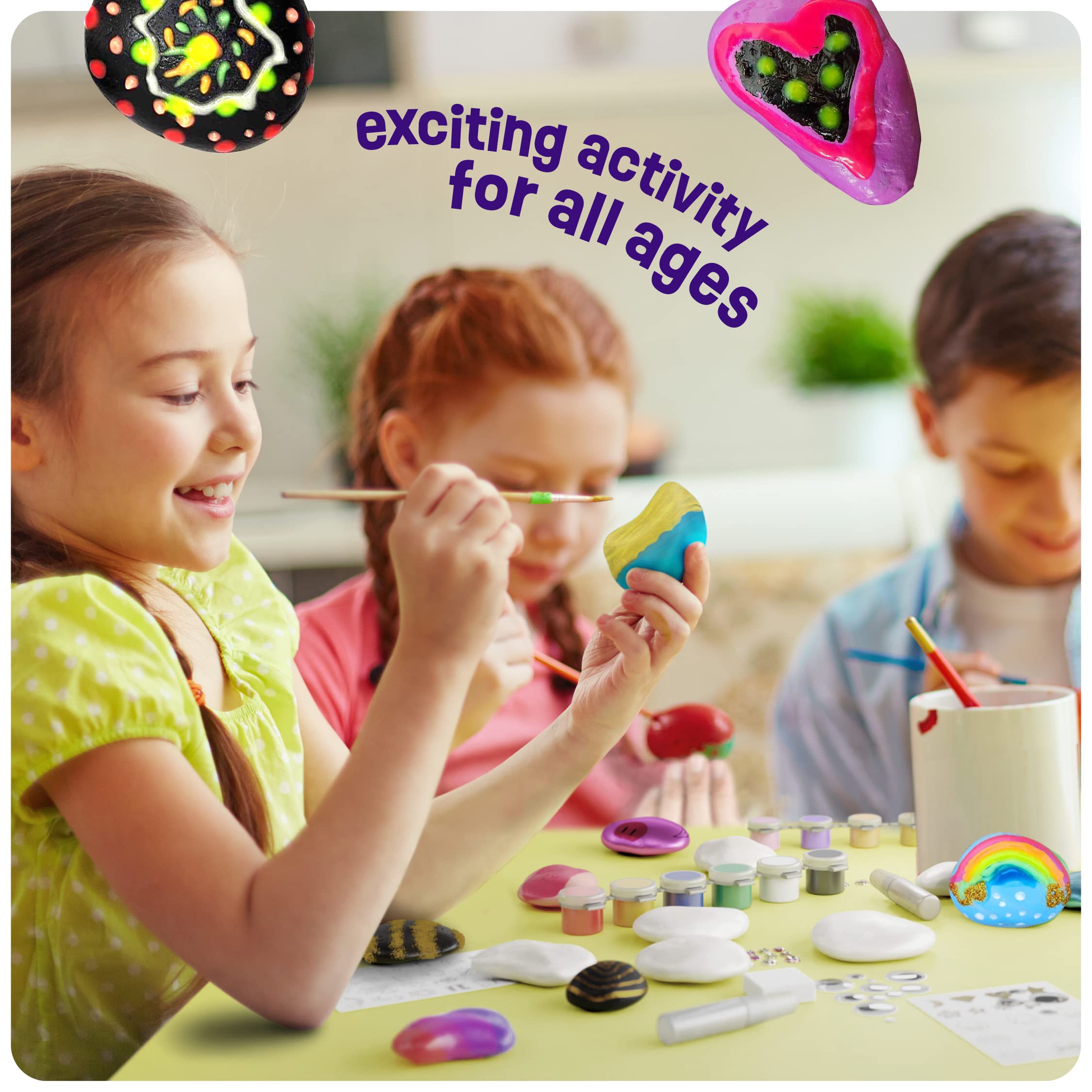 Merry and Bright Glow-in-the-Dark Rock Painting Kit – Creative Art Set for Kids