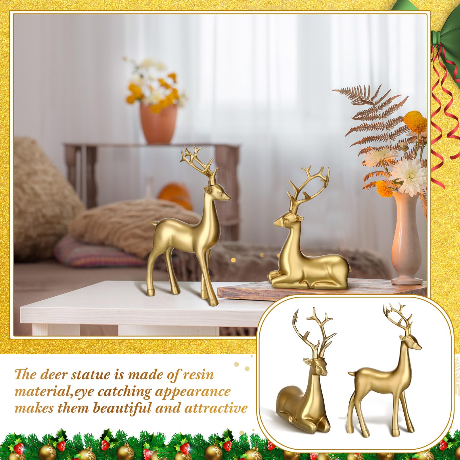 Merry & Bright 4 Pcs Christmas Reindeer