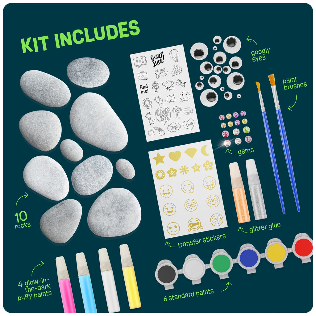 Merry and Bright Glow-in-the-Dark Rock Painting Kit – Creative Art Set for Kids