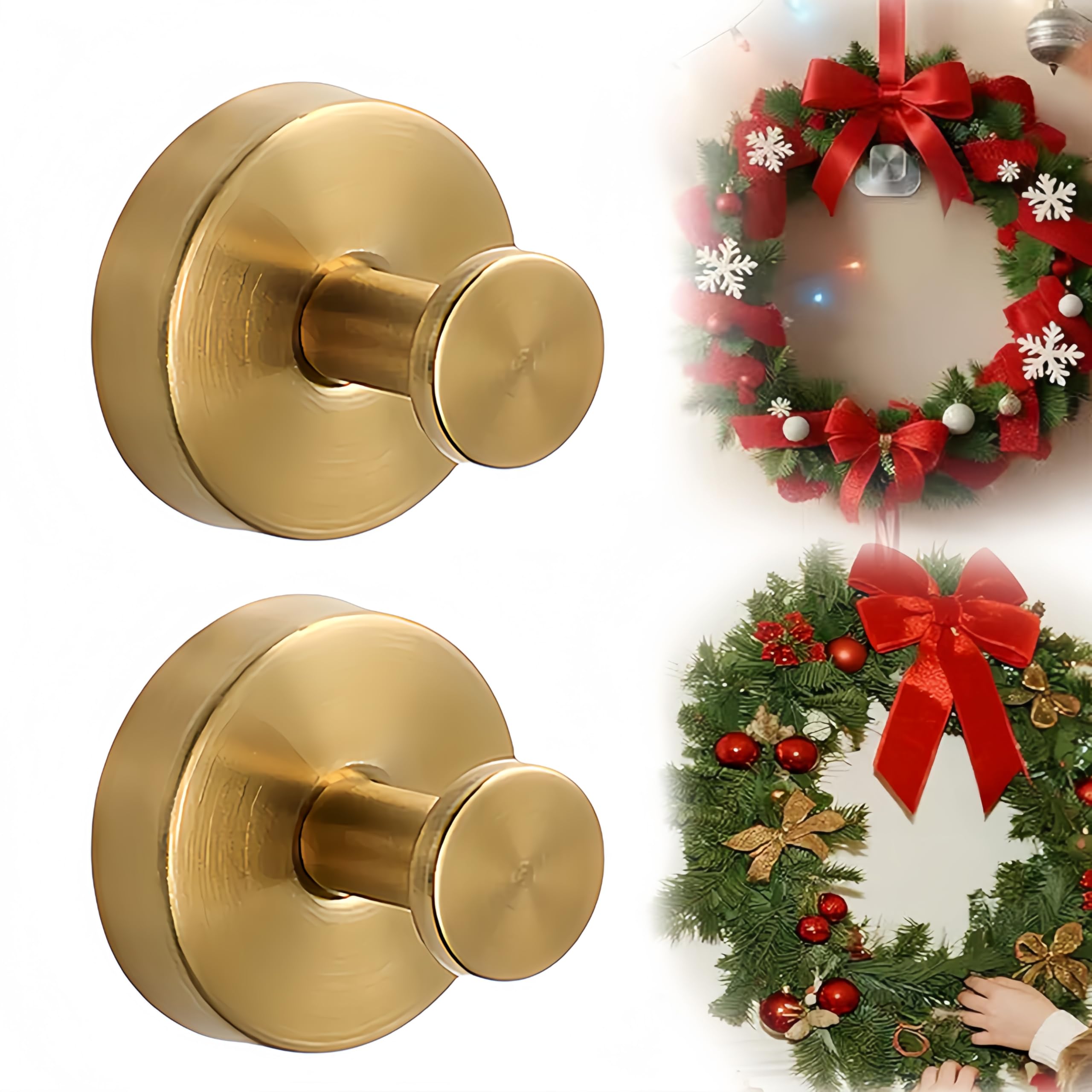 Merry & Bright: Gold Suction Cup Hooks – Holiday Wreath & Decor Hangers