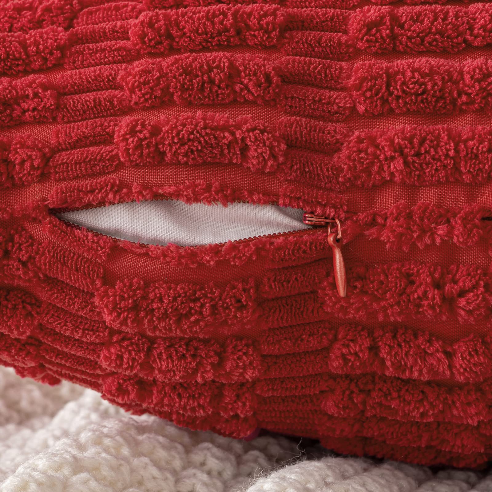 Merry & Bright: Soft Red Corduroy Pillow Covers (Set of 2, 18x18”)