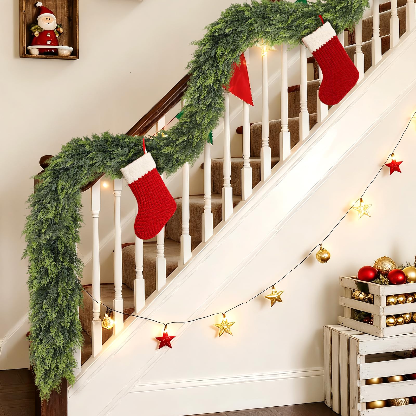 Merry & Bright Christmas Cedar Garland - 16ft