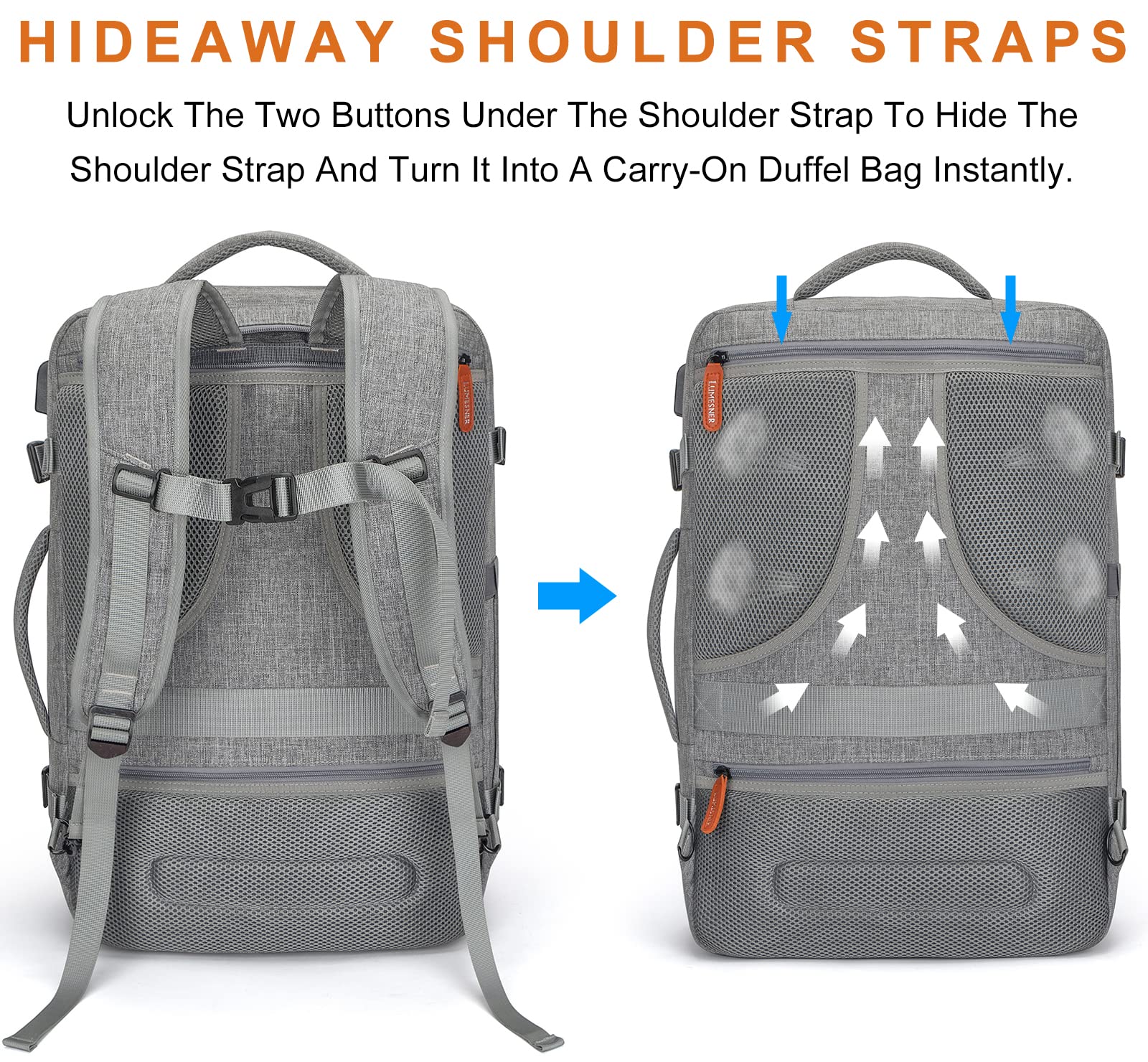 Merry & Bright Travel Backpack with 4 Packing Cubes – 40L Expandable Carry-On