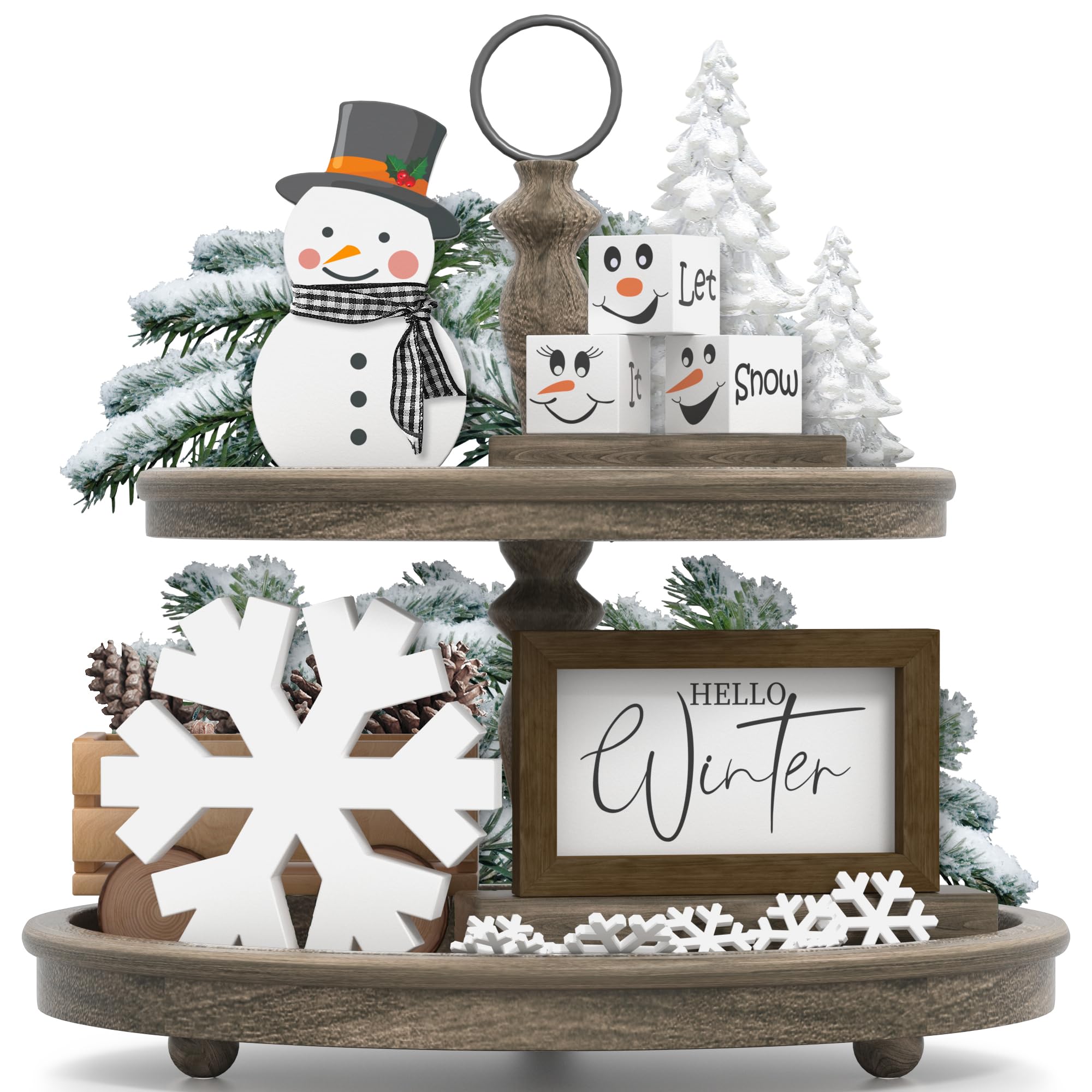 Merry & Bright: 6-Piece Wooden Winter Table Decor Set