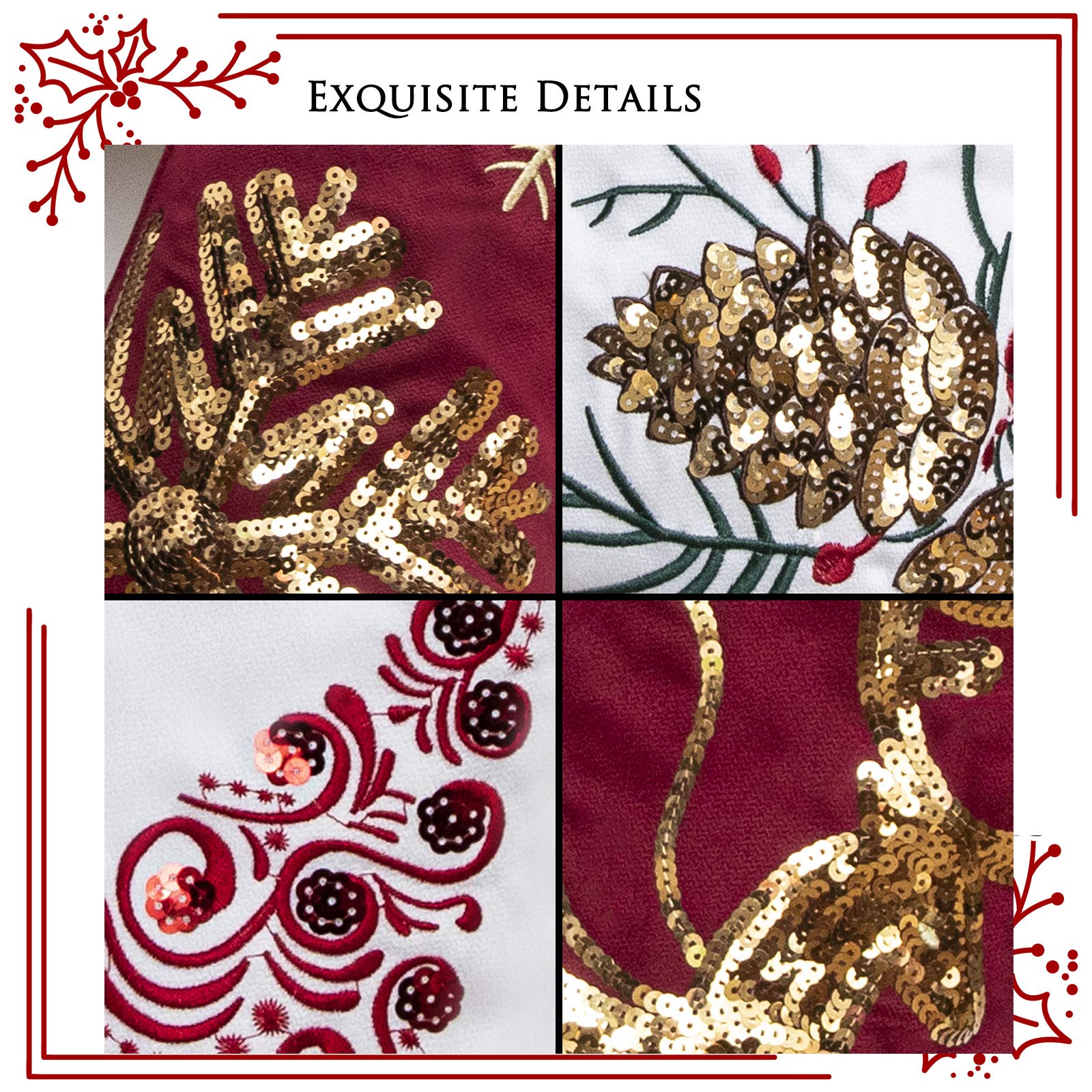 Merry & Bright Family Christmas Stockings Set of 6 New Embroidery