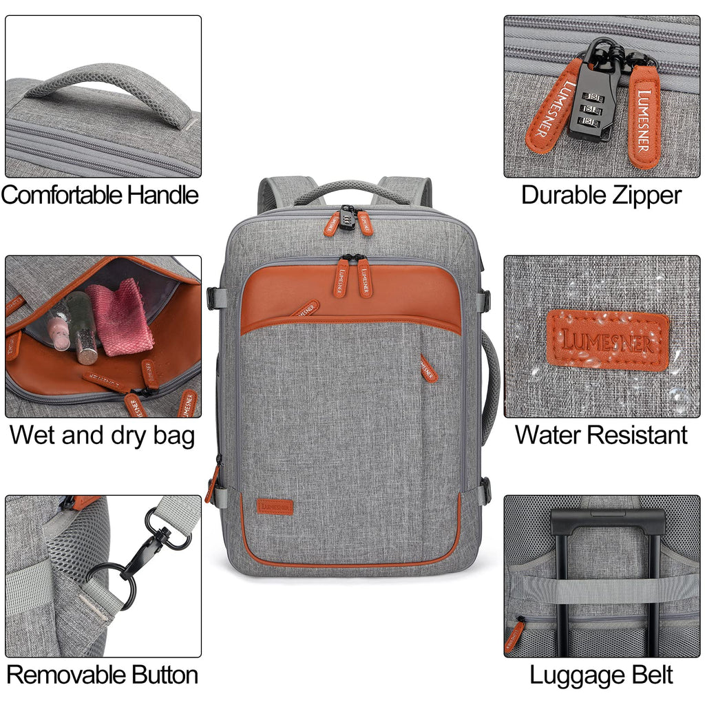 Merry & Bright Travel Backpack with 4 Packing Cubes – 40L Expandable Carry-On