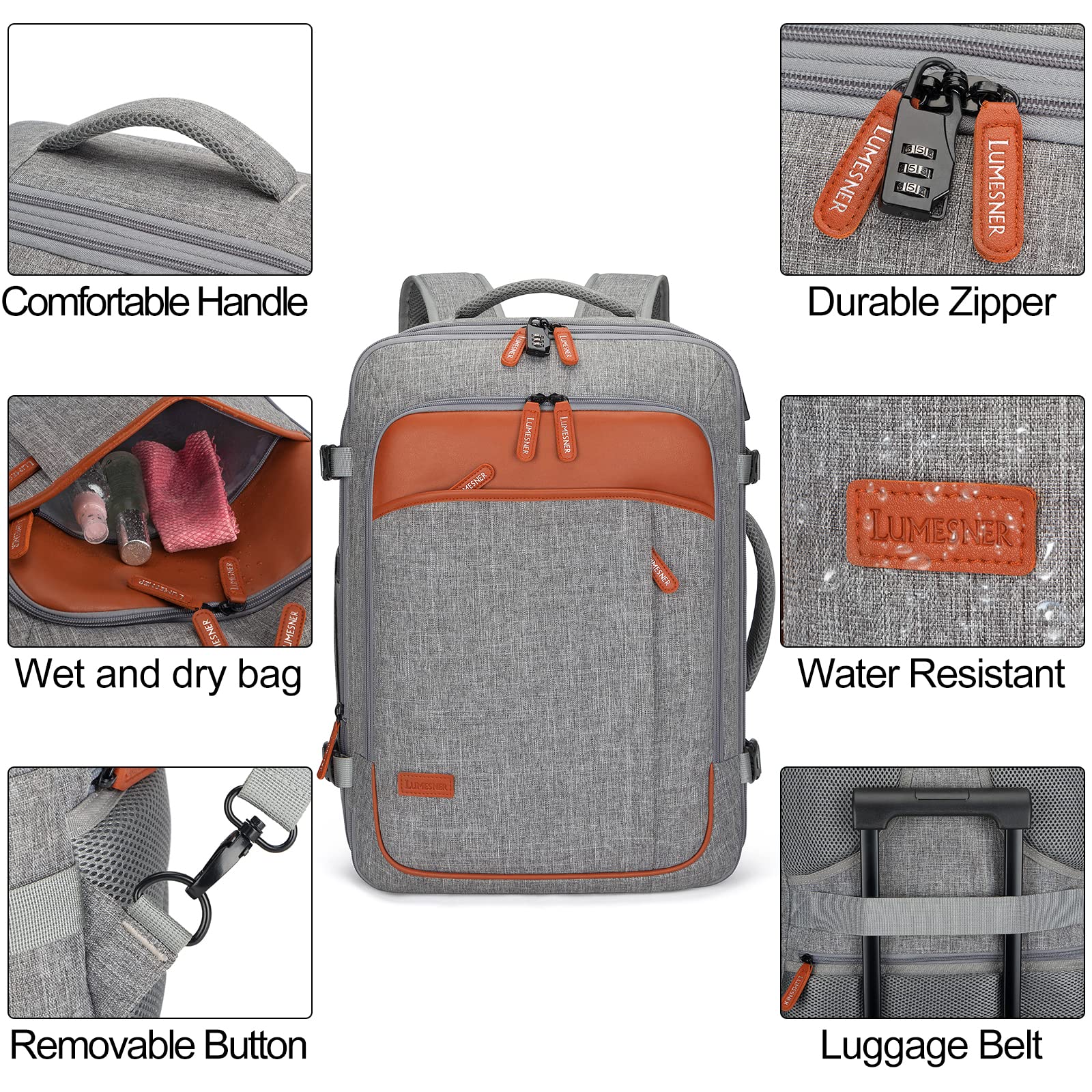 Merry & Bright Travel Backpack with 4 Packing Cubes – 40L Expandable Carry-On