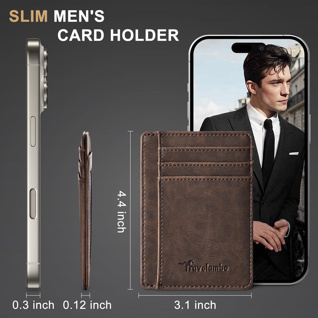 Merry & Bright Slim Wallet Front Pocket Minimalist Leather