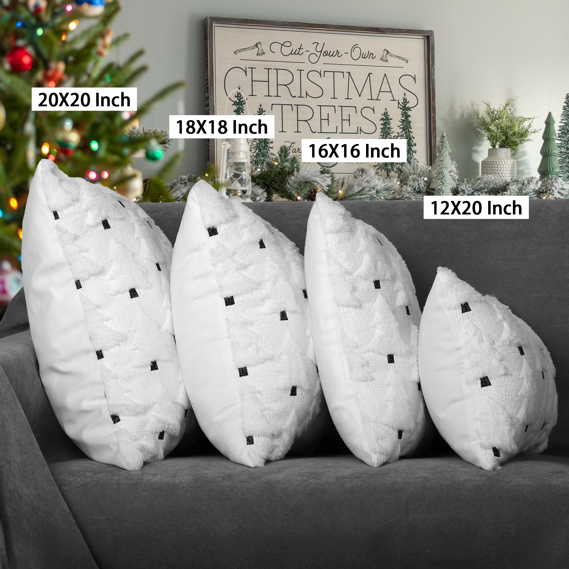 Merry & Bright Christmas Trees Decorative Pillow Covers 2 Pack
