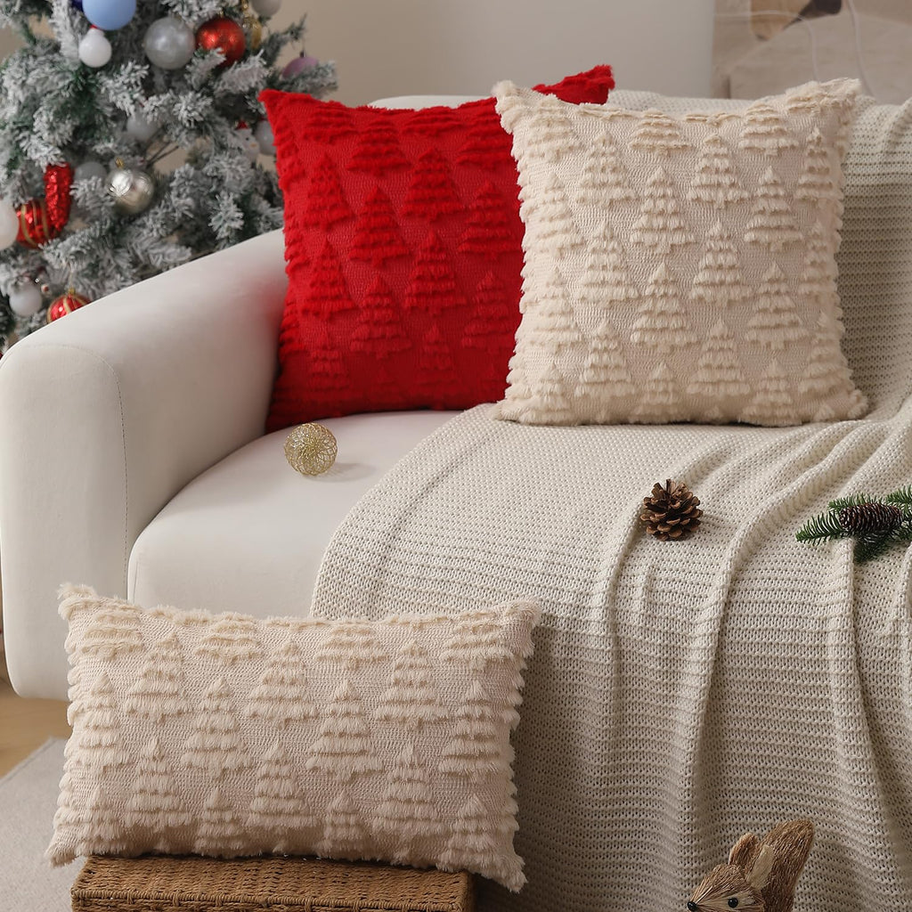 Merry & Bright Christmas Pillow Cover – Soft & Durable 18x18 Inch Holiday Deco
