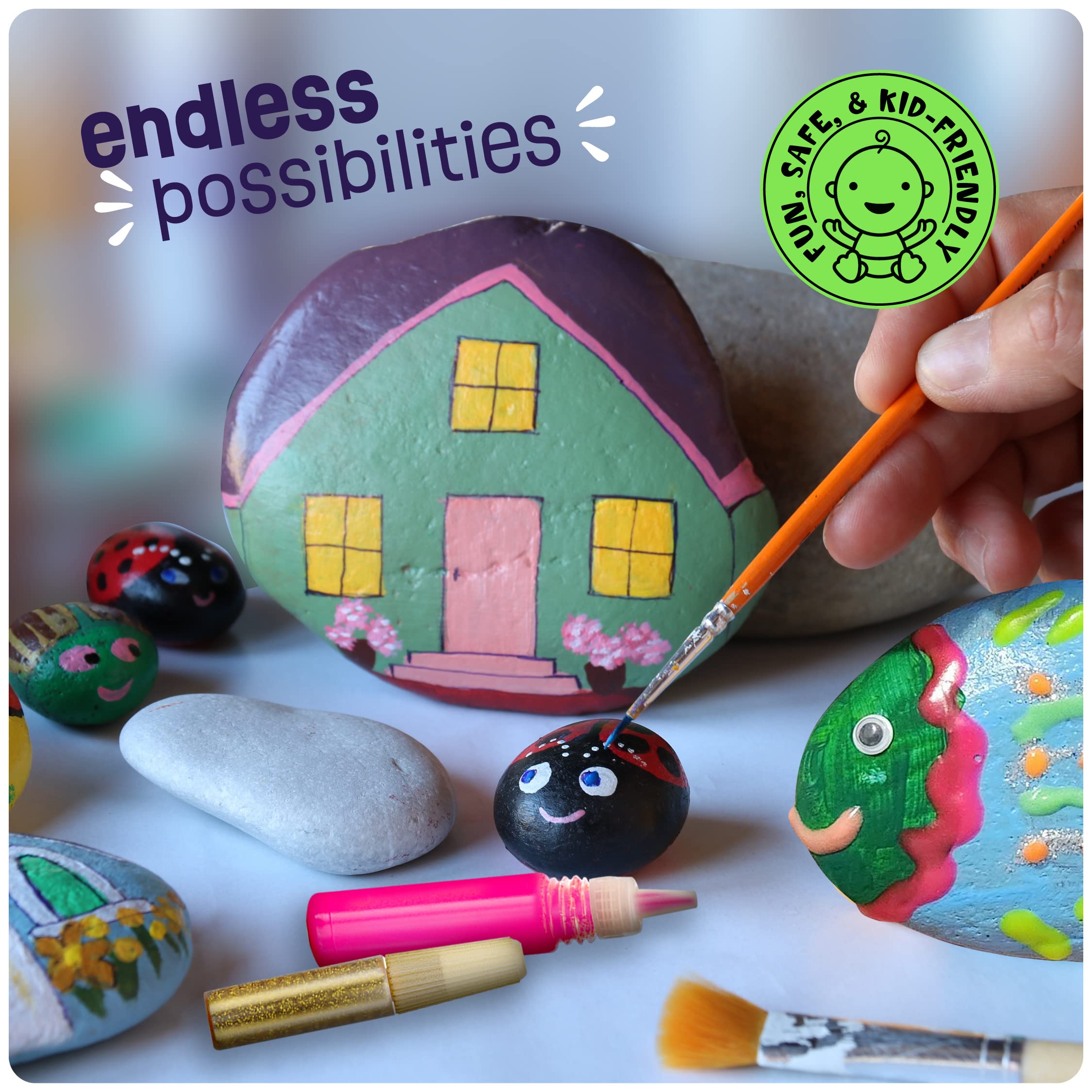 Merry and Bright Glow-in-the-Dark Rock Painting Kit – Creative Art Set for Kids