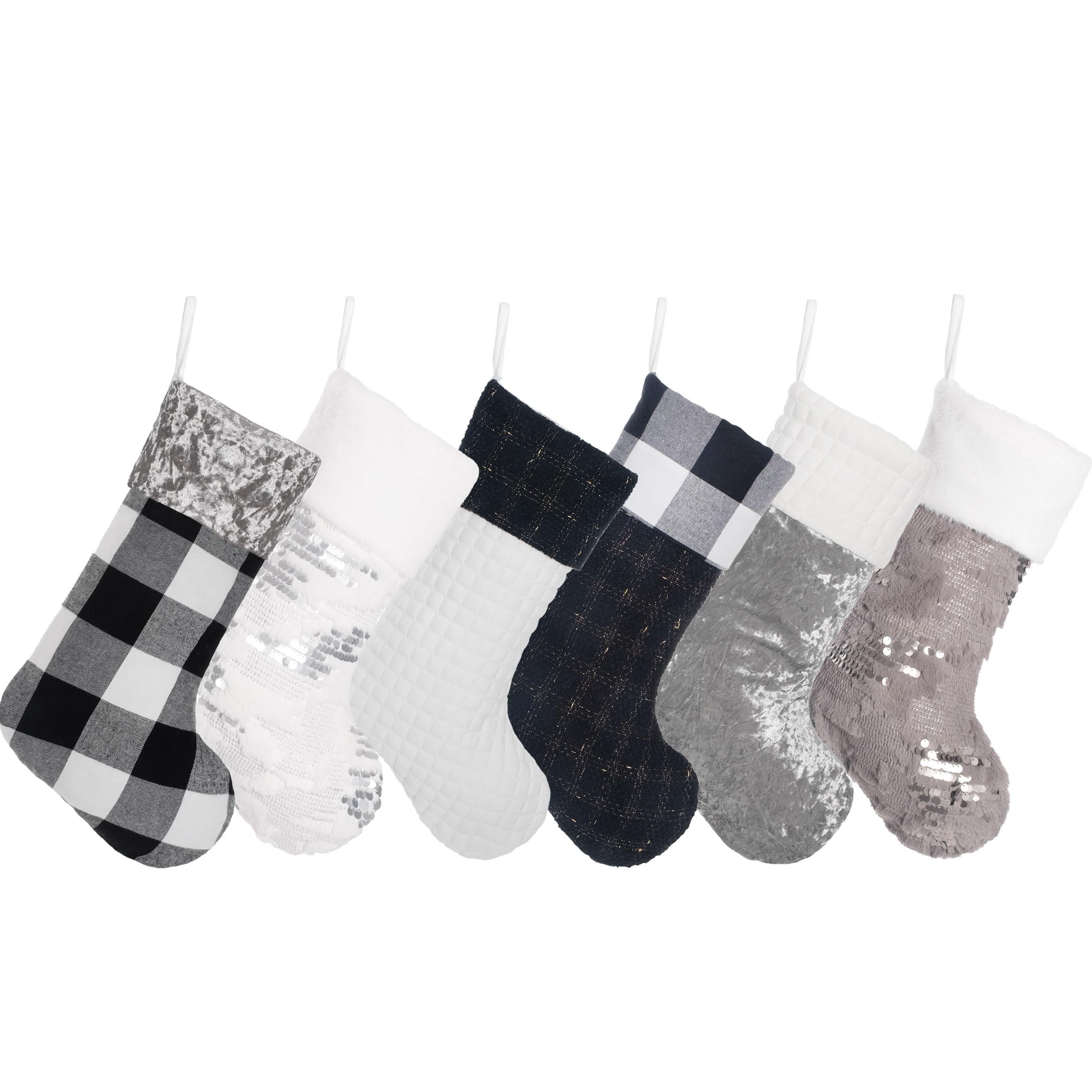 Merry & Bright 6 Pack Christmas Stockings Large