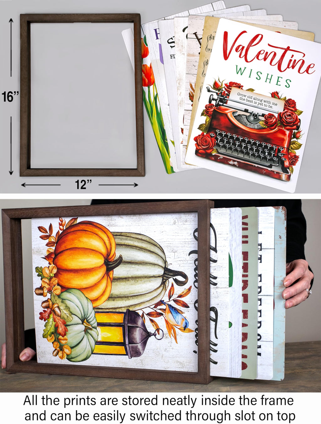 Merry & Bright: Walnut Christmas Farmhouse Wall Art – Switchable Prints
