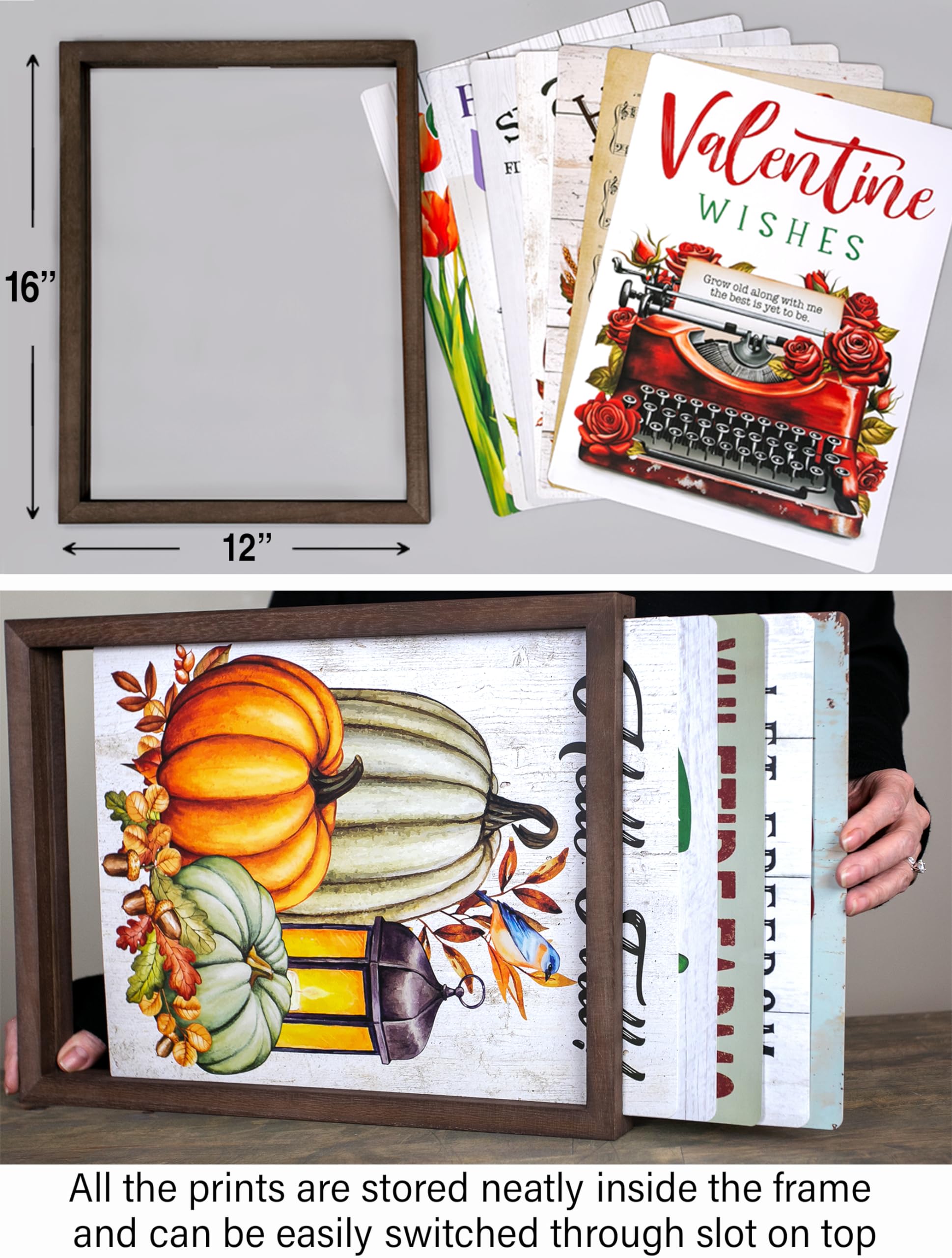 Merry & Bright: Walnut Christmas Farmhouse Wall Art – Switchable Prints