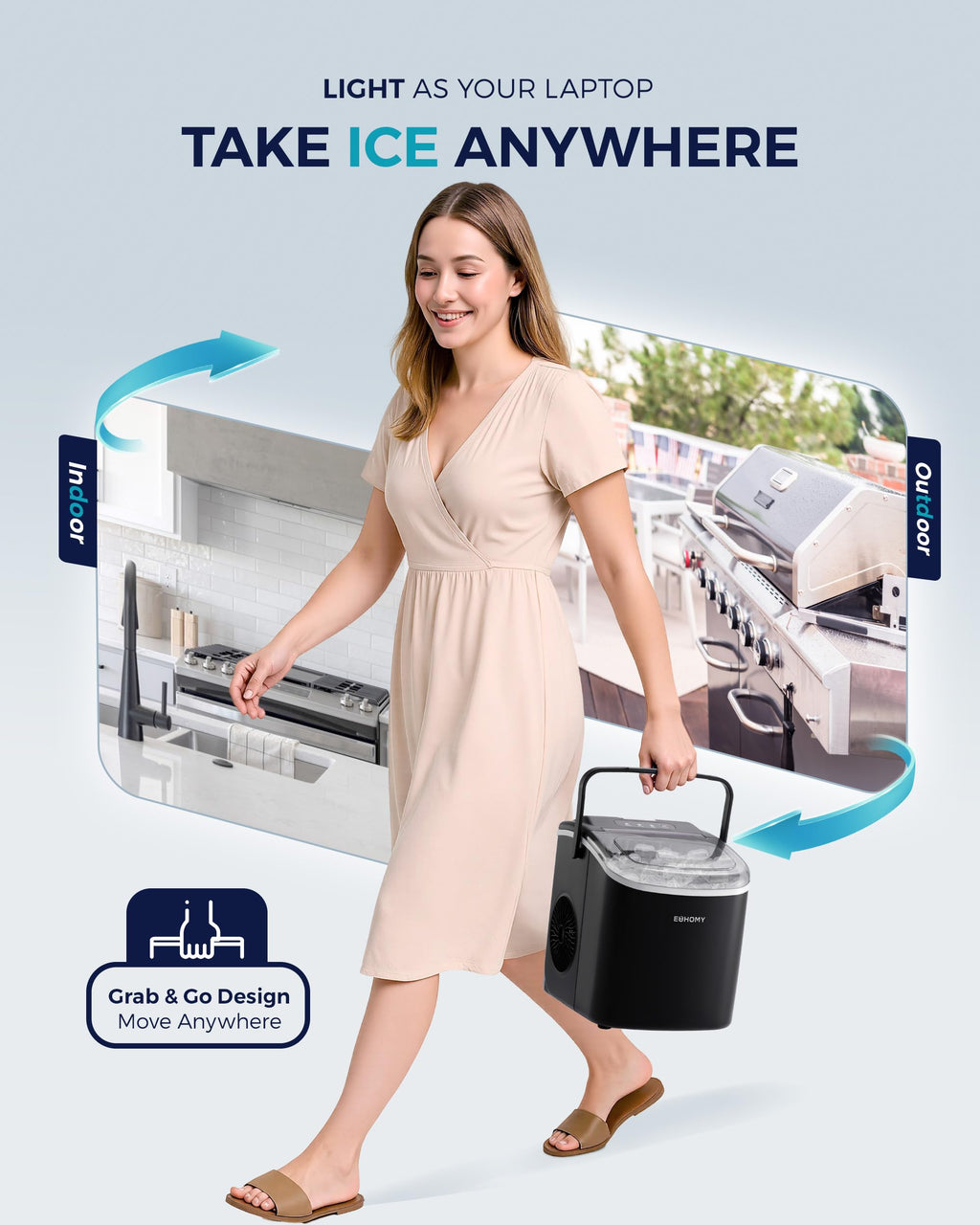 Merry & Bright Countertop Ice Maker Machine 26lbs in 24Hrs