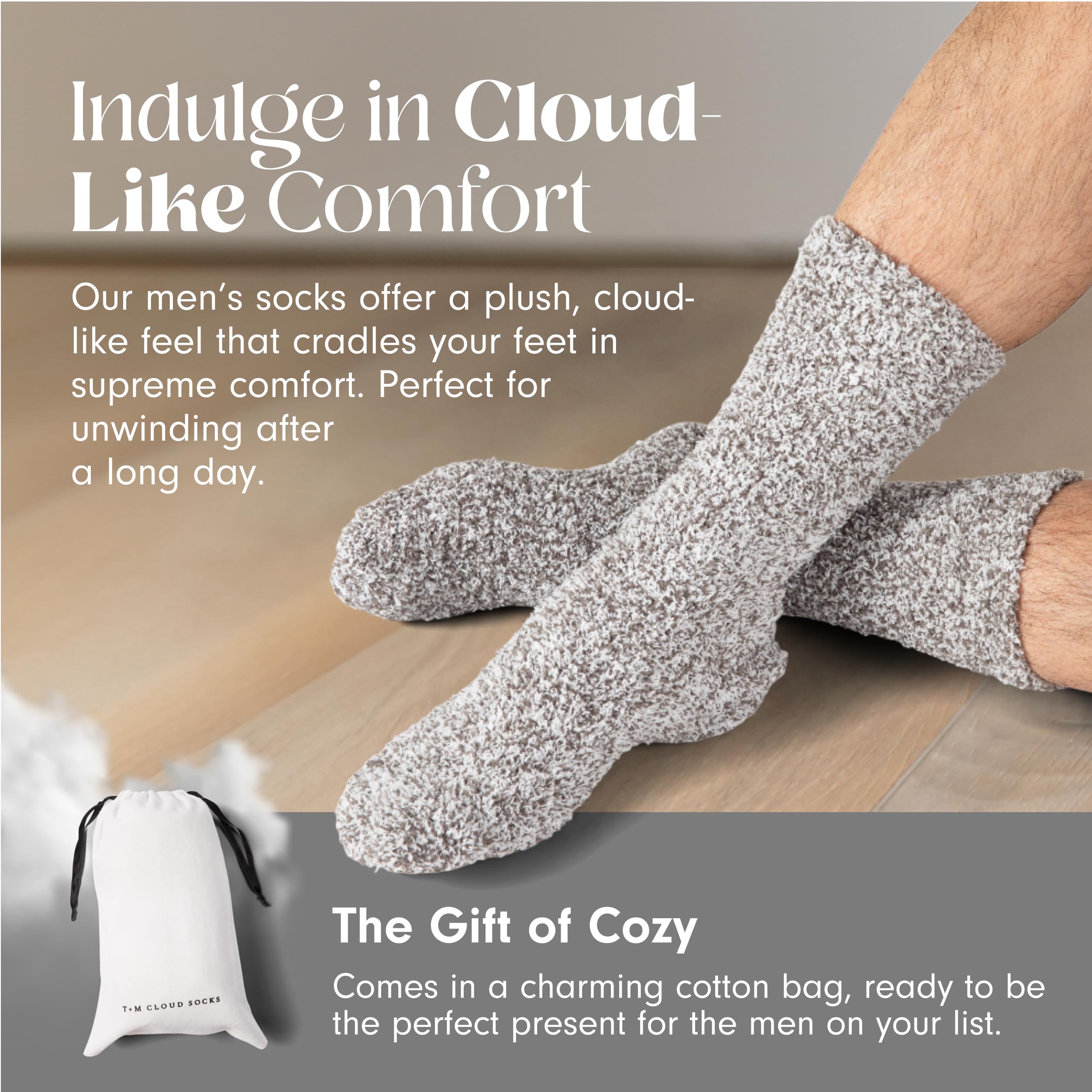 Merry & Bright Fluffy Fuzzy Cloud Socks for Men