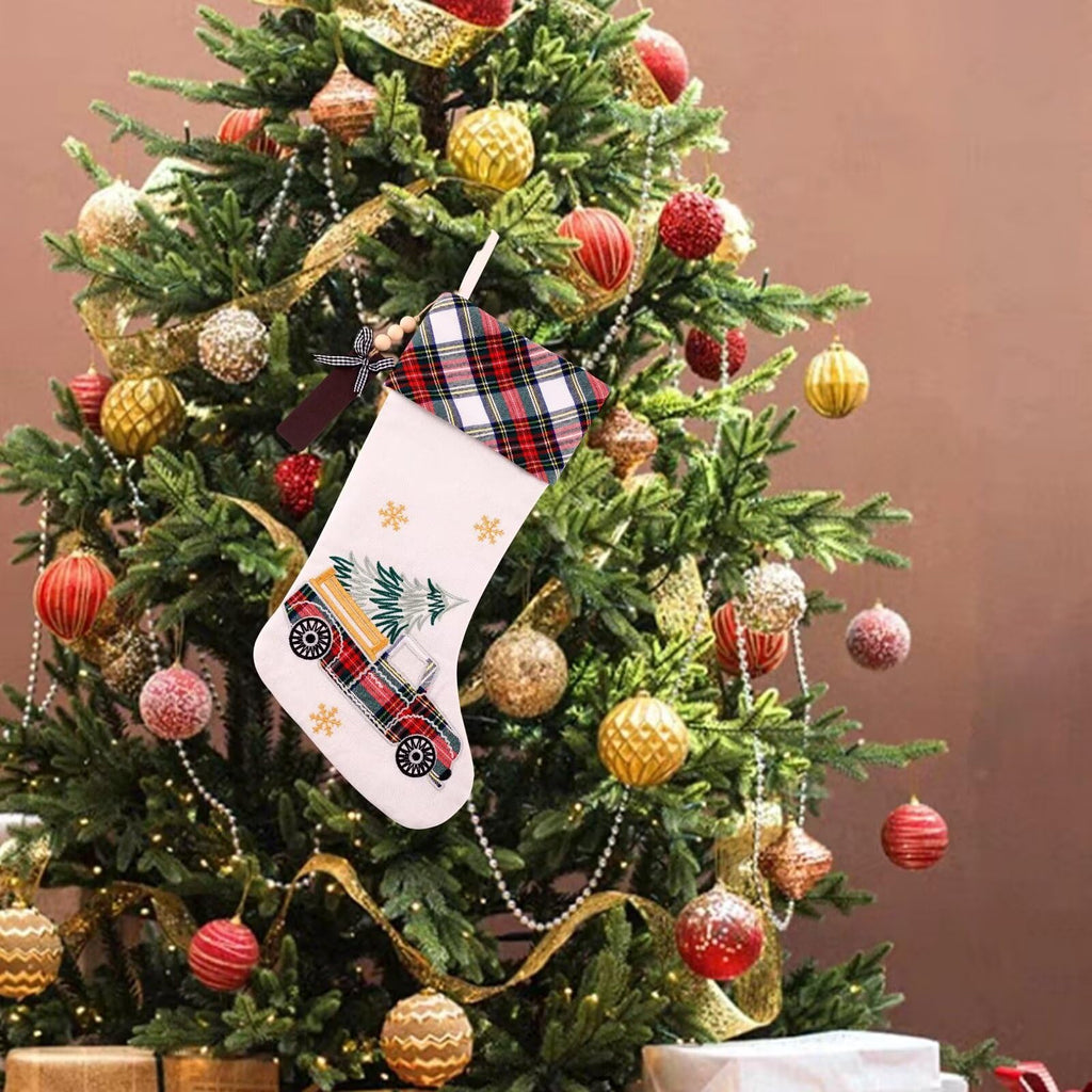 Merry & Bright Embroidered Christmas Stocking