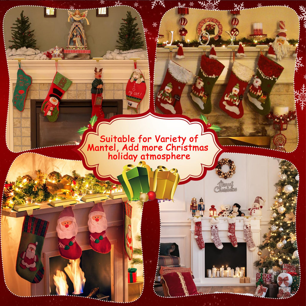 Merry & Bright 6 Pack Metal Christmas Stocking Holders for Mantle Heavy Duty