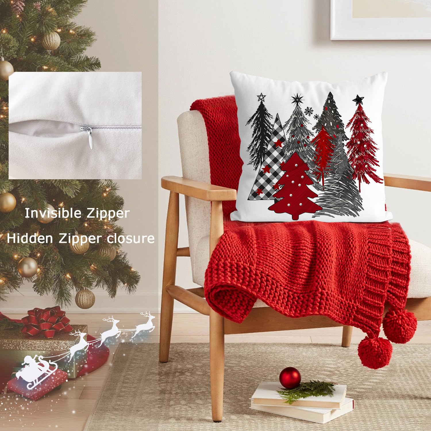 Merry & Bright: White Christmas Pillow Covers – 2-Pack Holiday Throw Pillow Case