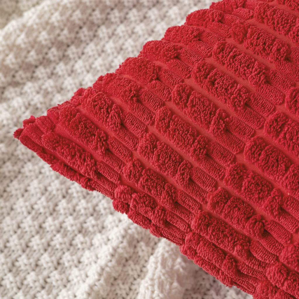 Merry & Bright: Soft Red Corduroy Pillow Covers (Set of 2, 18x18”)