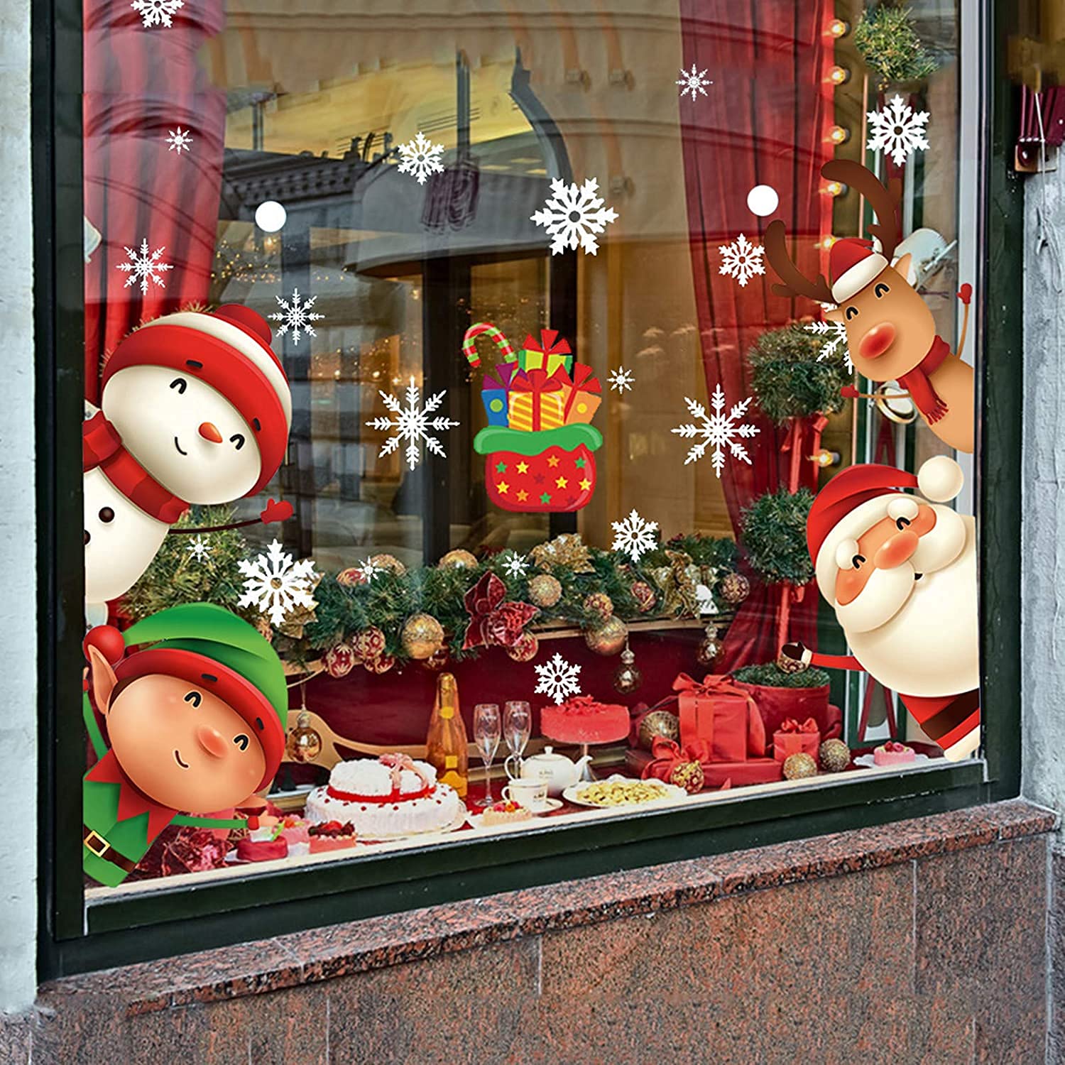 Merry & Bright  Christmas Window Clings – 82PCS
