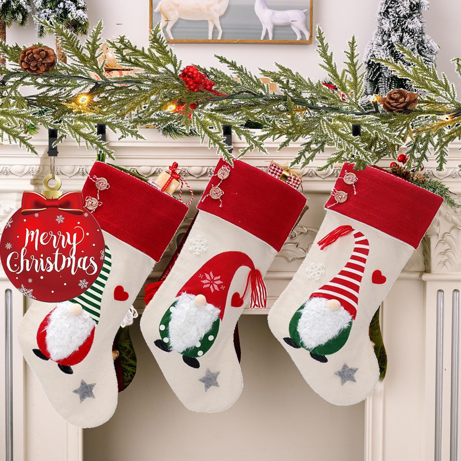 Merry & Bright Adjustable Black Double Hook Stocking & Garland Holders (Set of 4)