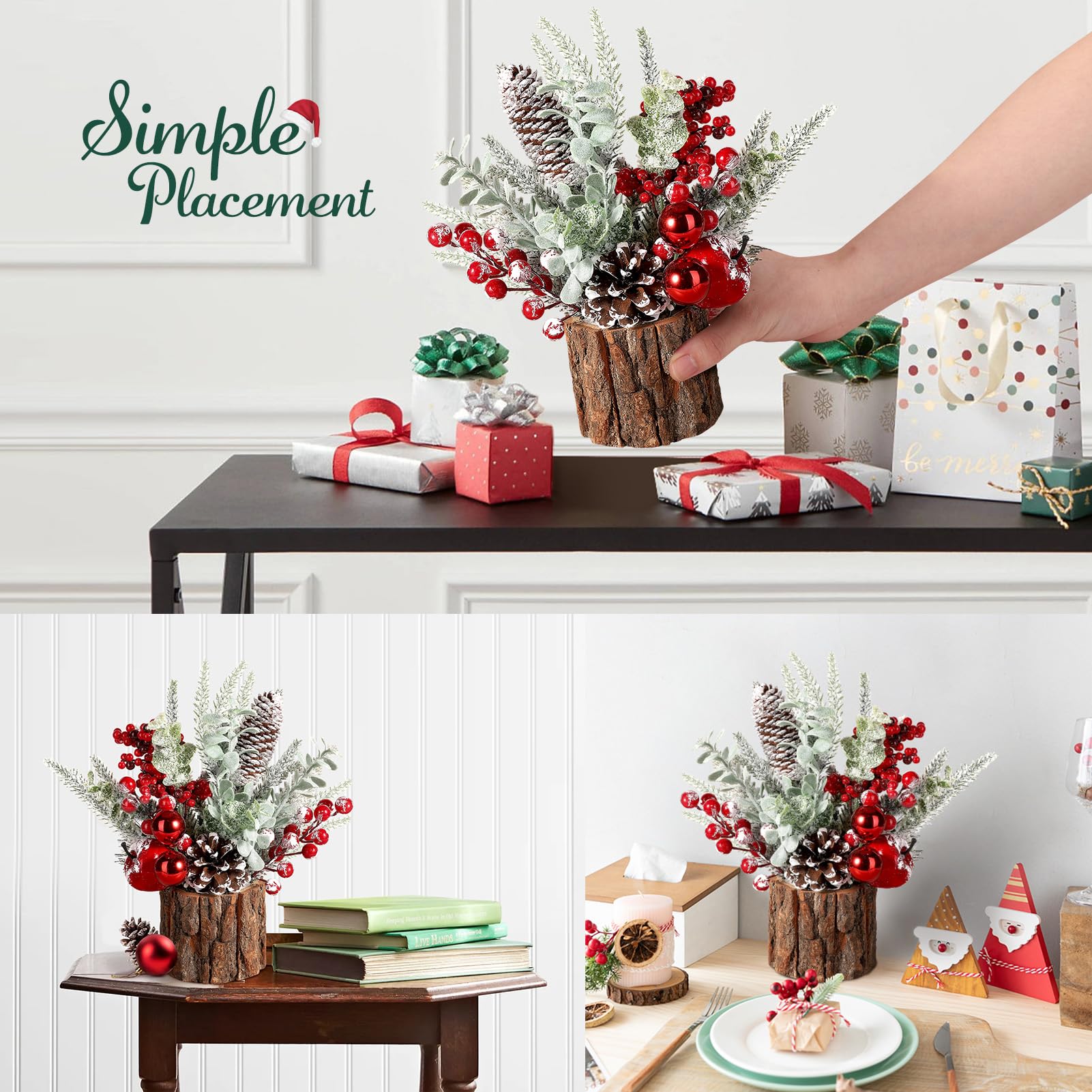 Merry & Bright Mini Tabletop Christmas Tree – Red Round