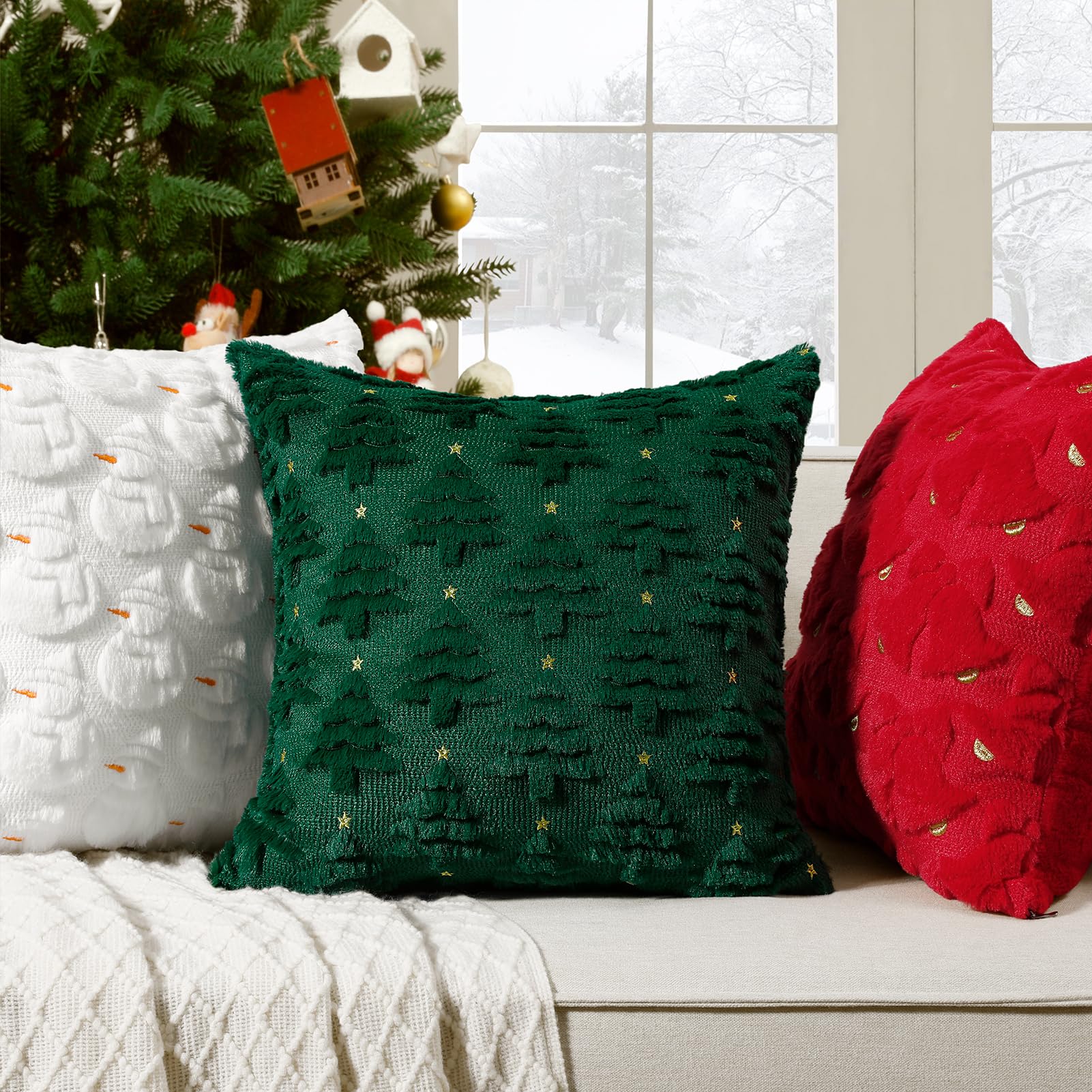 Merry & Bright Christmas Throw Pillow Covers