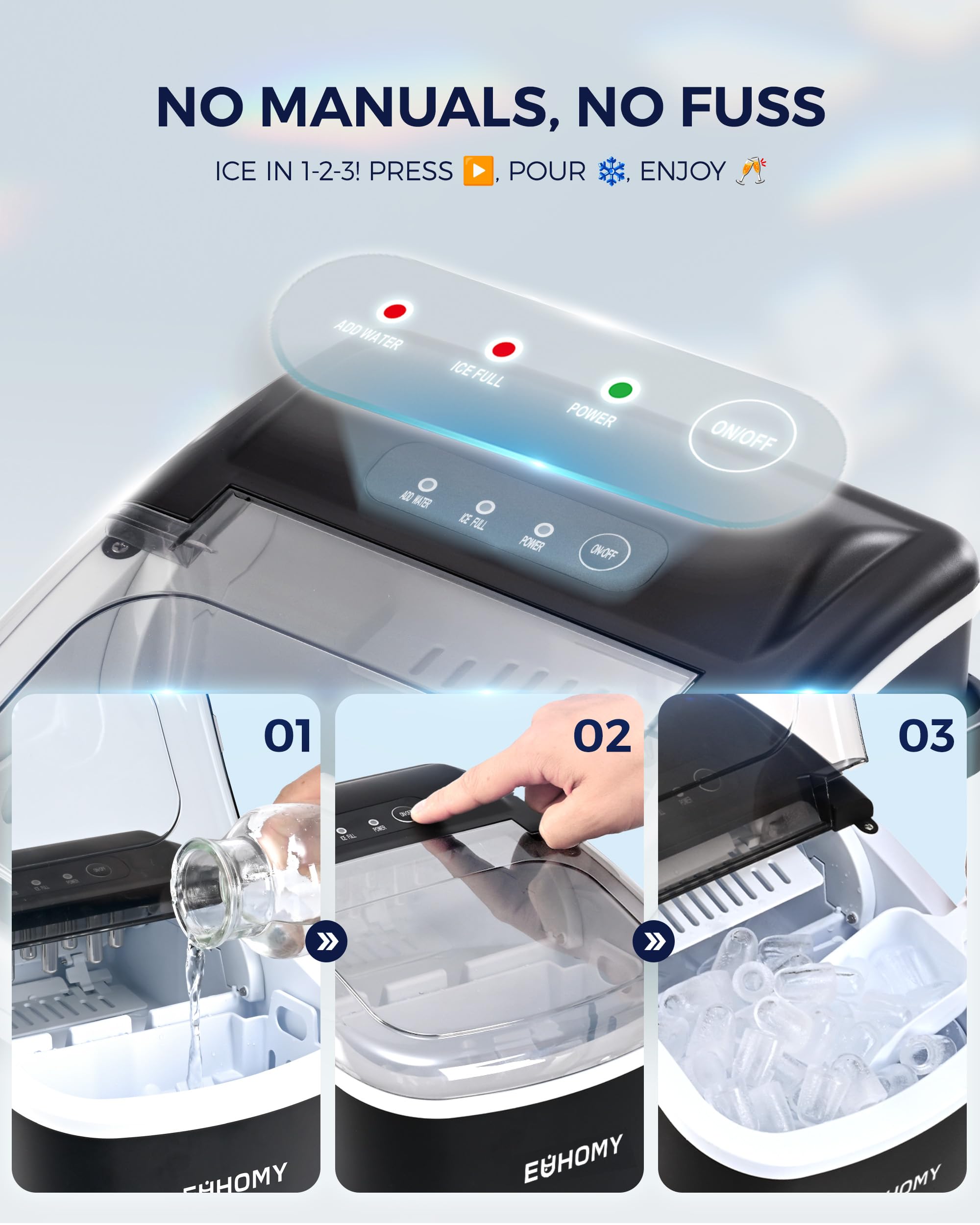 Merry & Bright Countertop Ice Maker Machine 26lbs in 24Hrs