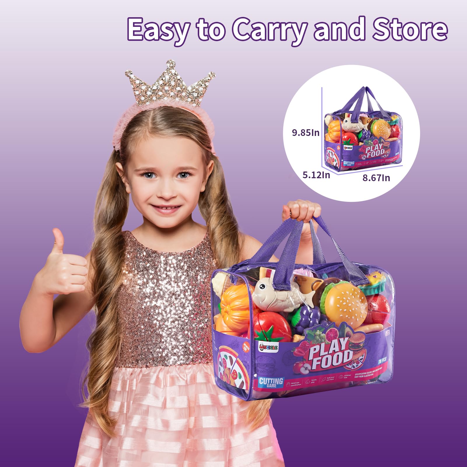 Merry and Bright Toddler Play Kitchen Cutting Food Set – Bright Colors