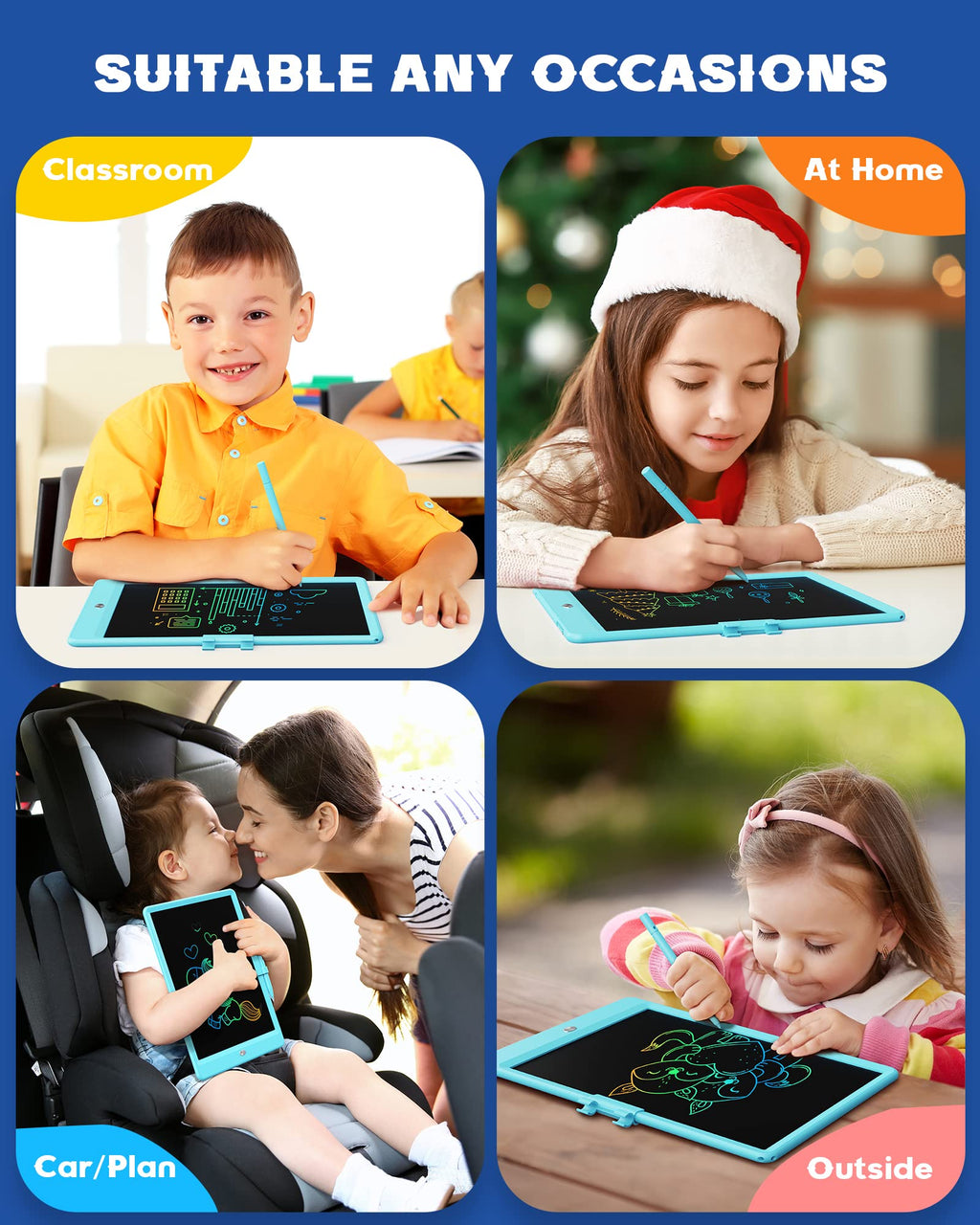Merry & Bright LCD Writing Tablet – 10” Doodle Board for Kids Ages 3–6