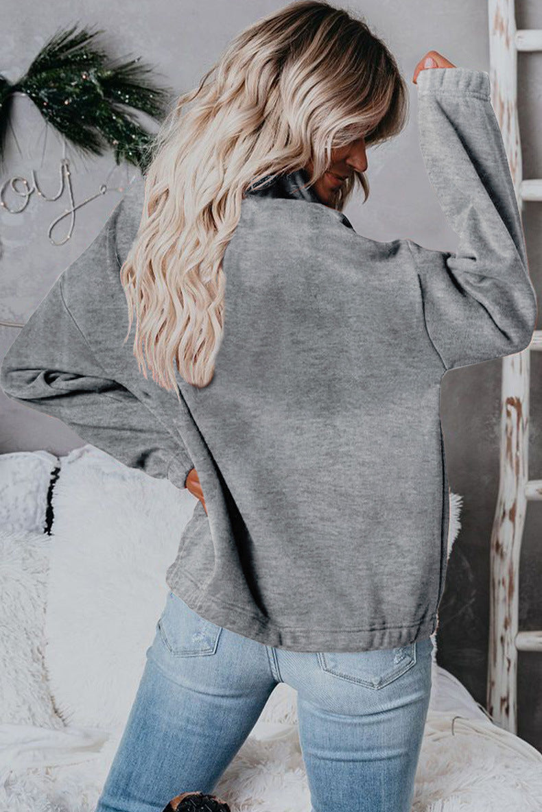 Merry & Bright Casual Loose Solid Color Long-sleeved Pullover Sweater