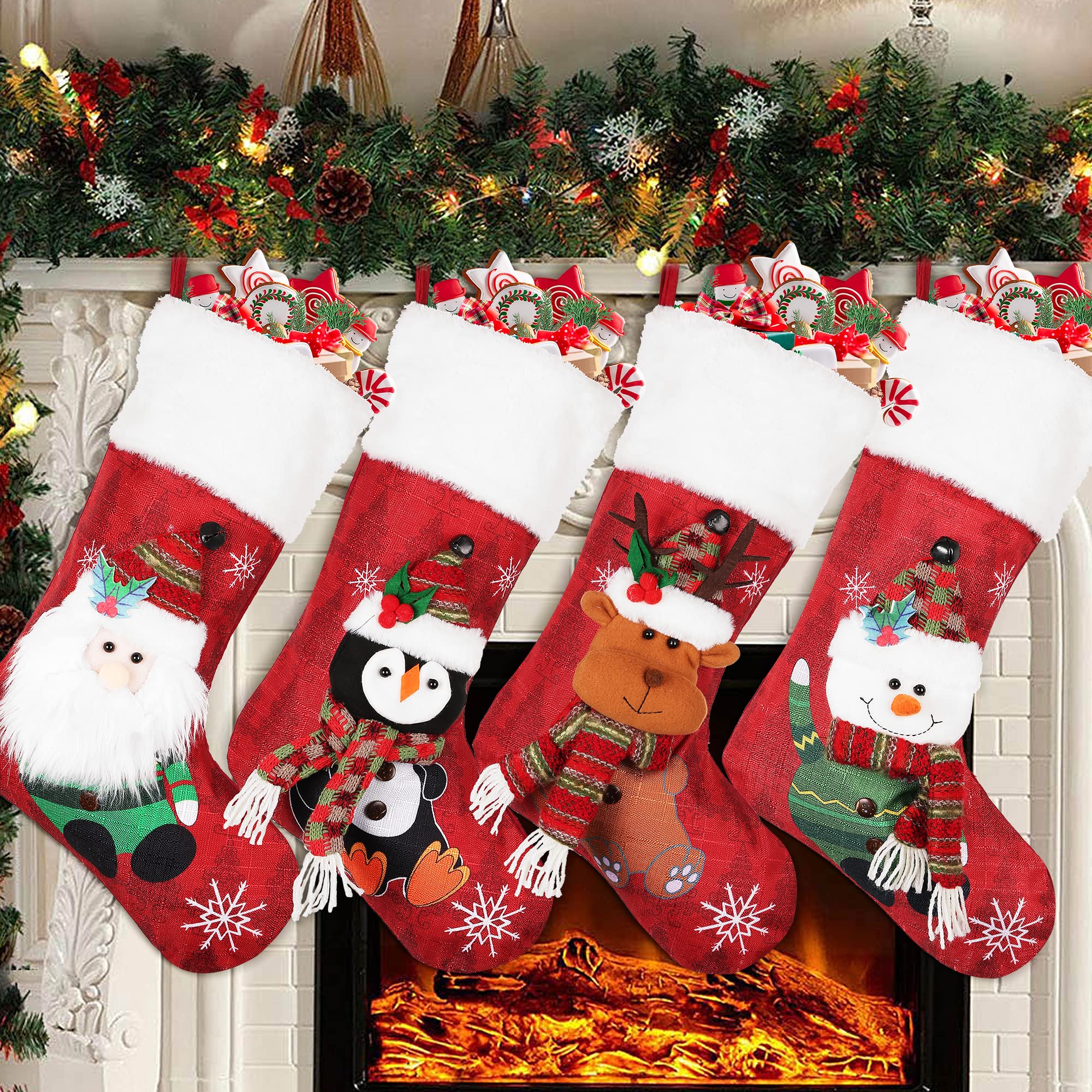 Merry & Bright 3D Character Christmas Stockings Set of 4