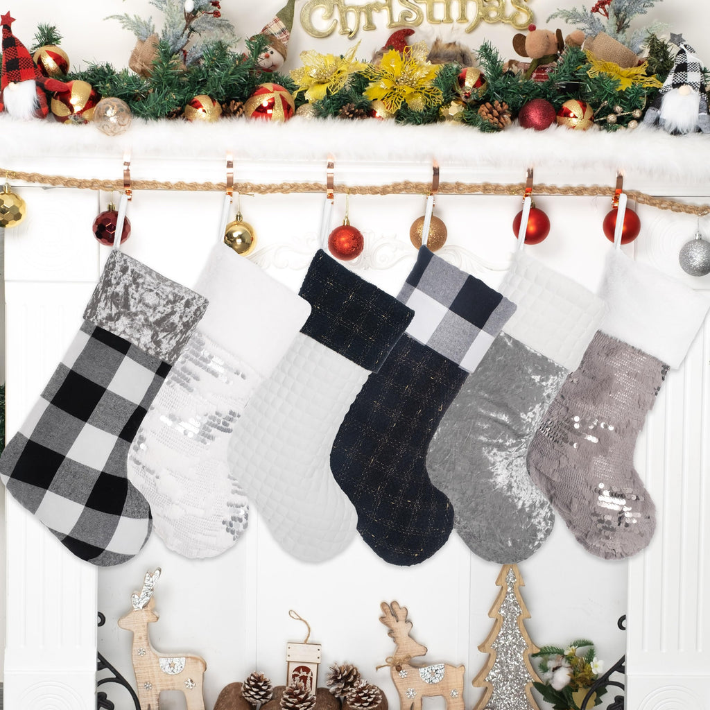 Merry & Bright 6 Pack Christmas Stockings Large