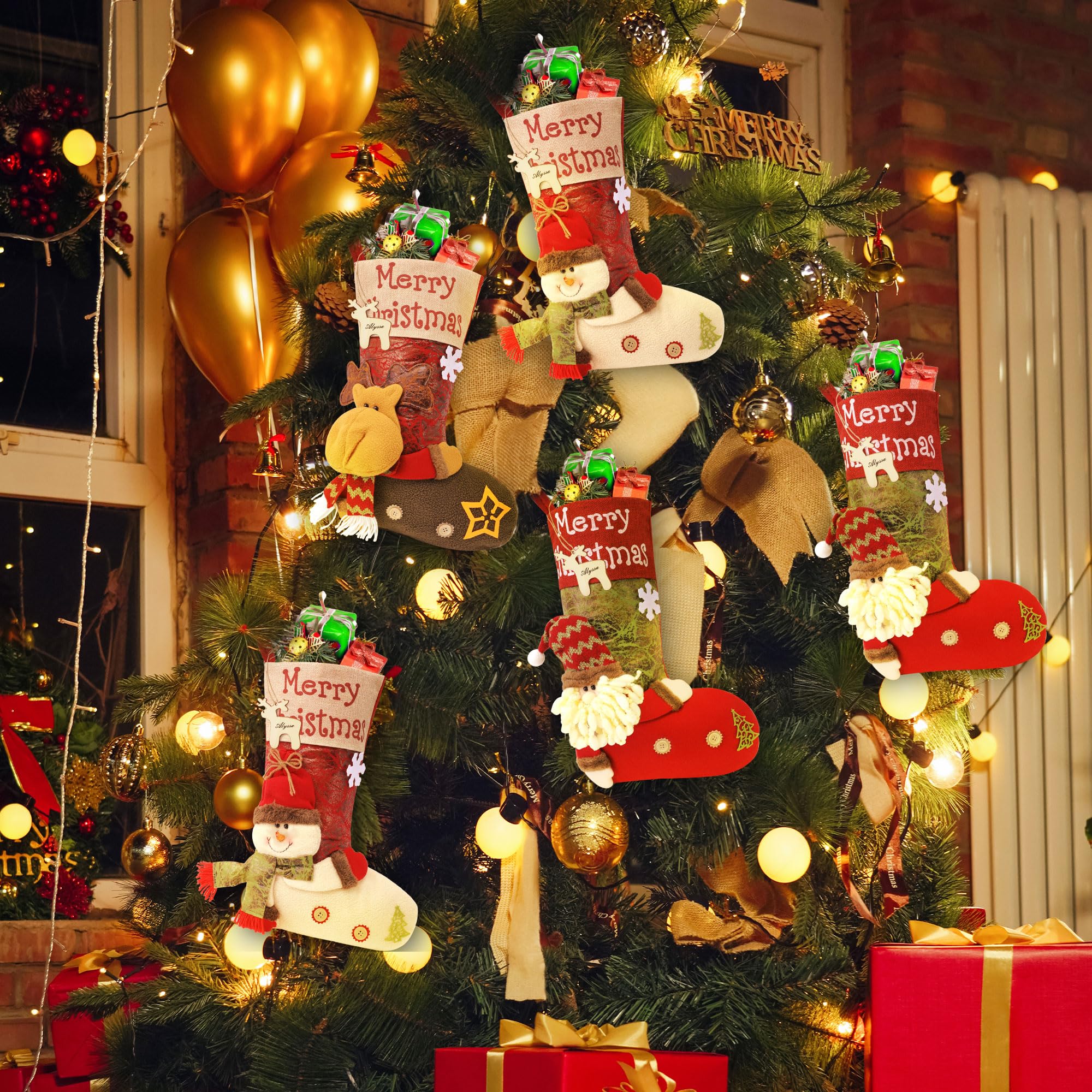 Merry & Bright Plush Christmas Stocking – Snowman Design